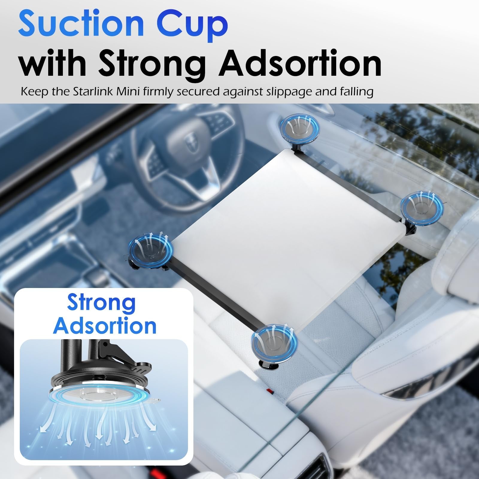 UBeesize Starlink Mini Mount with suction cup for car window and sunroof, designed for secure device attachment