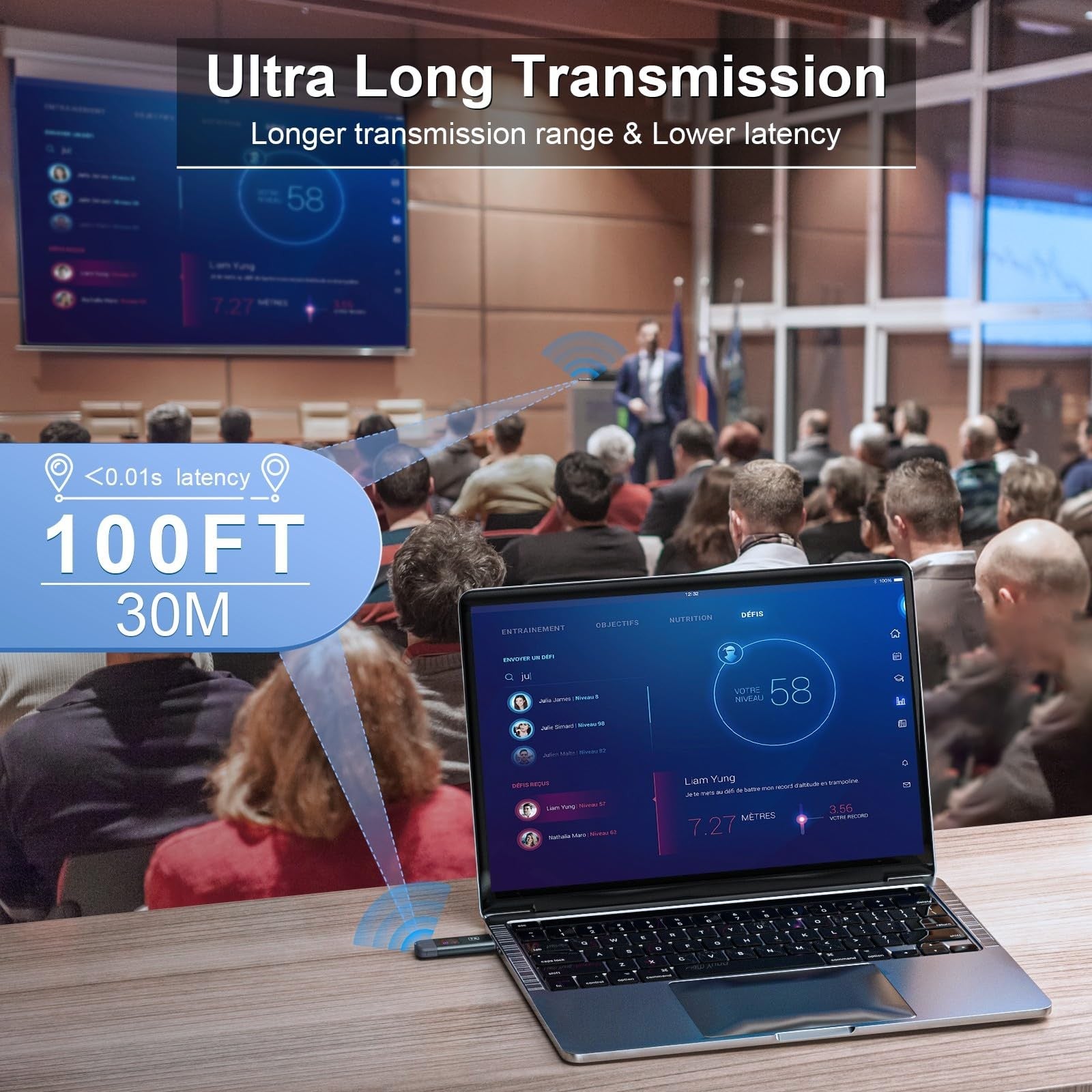 TTQ Wireless HDMI transmitter and receiver set for 4K video extension, includes plugs, with 100-foot range for seamless wireless streaming.