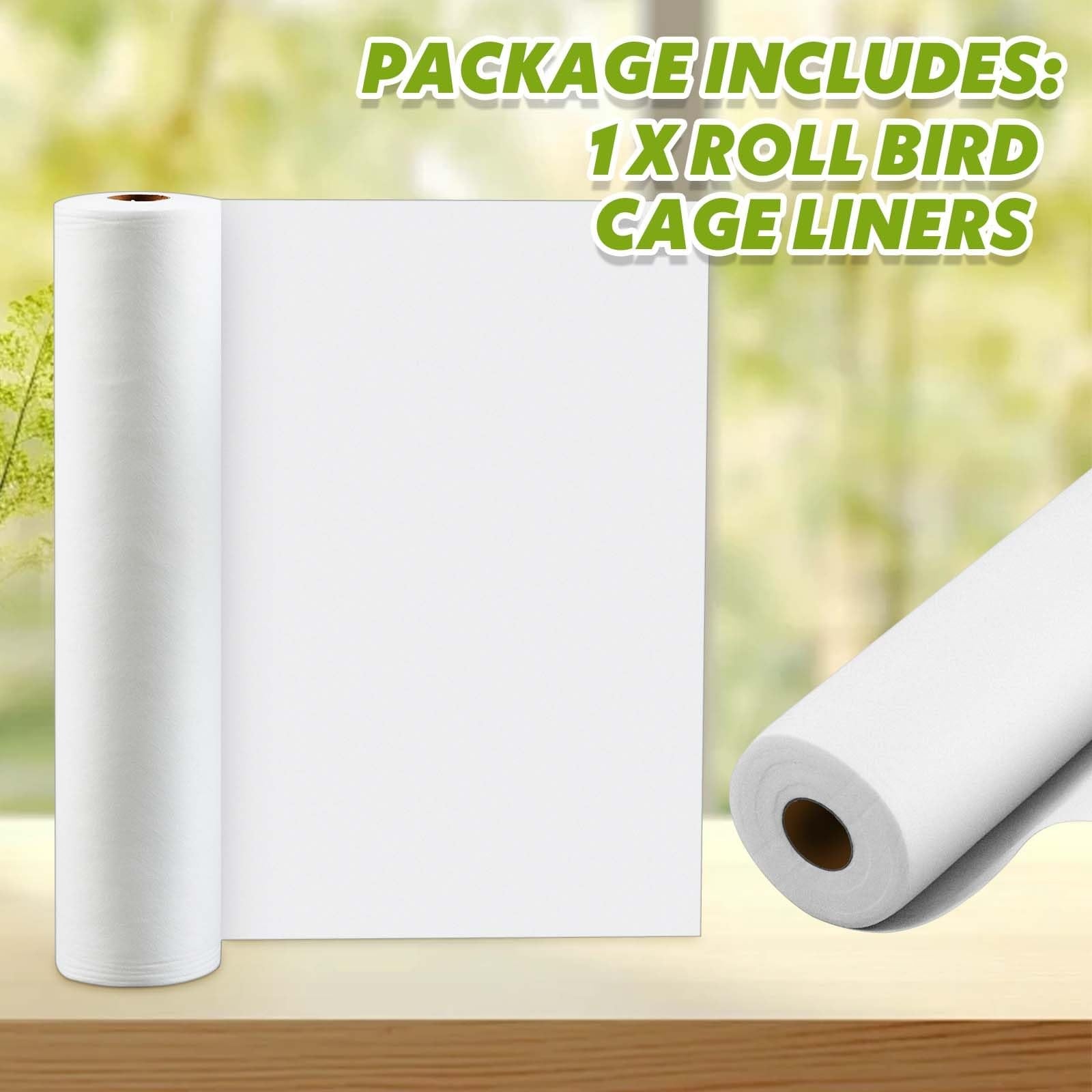 Drydiet 100ft x 18in bird cage liner for parakeets, disposable and absorbent, fitting standard bird cages.