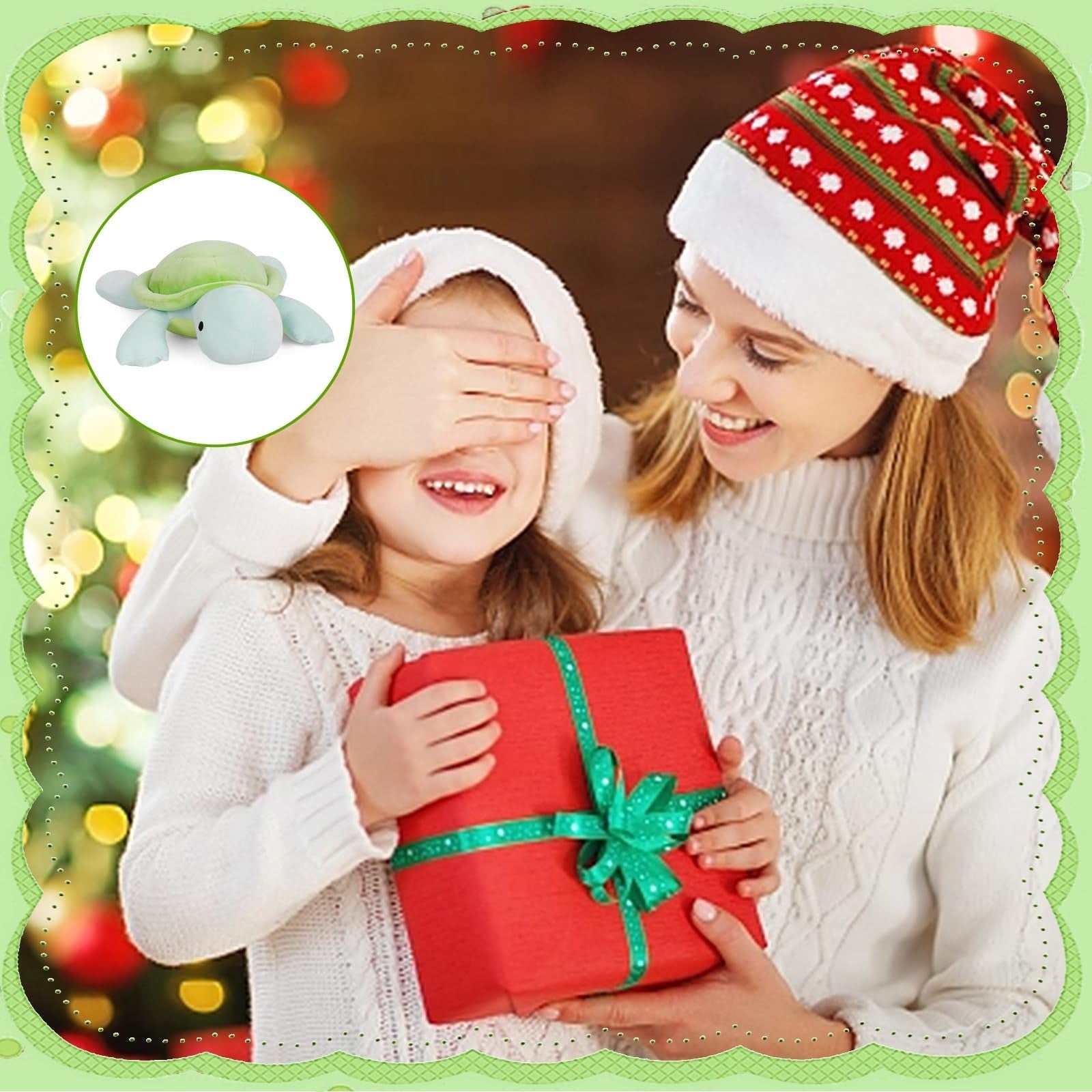 Weighted Sea Turtle plush toy 22-inch green cuddly stuffed animal with 4.2 lb polyester filling