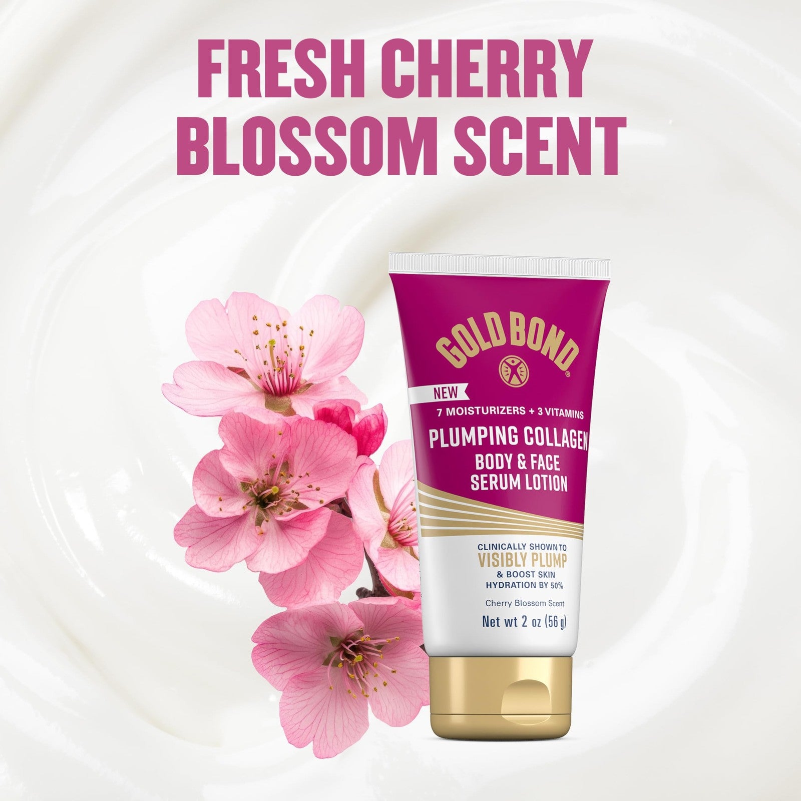 Gold Bond Gold Bond Plumping Collagen Body and Face Serum Lotion, lightweight hydrating moisturizer with collagen for skin.