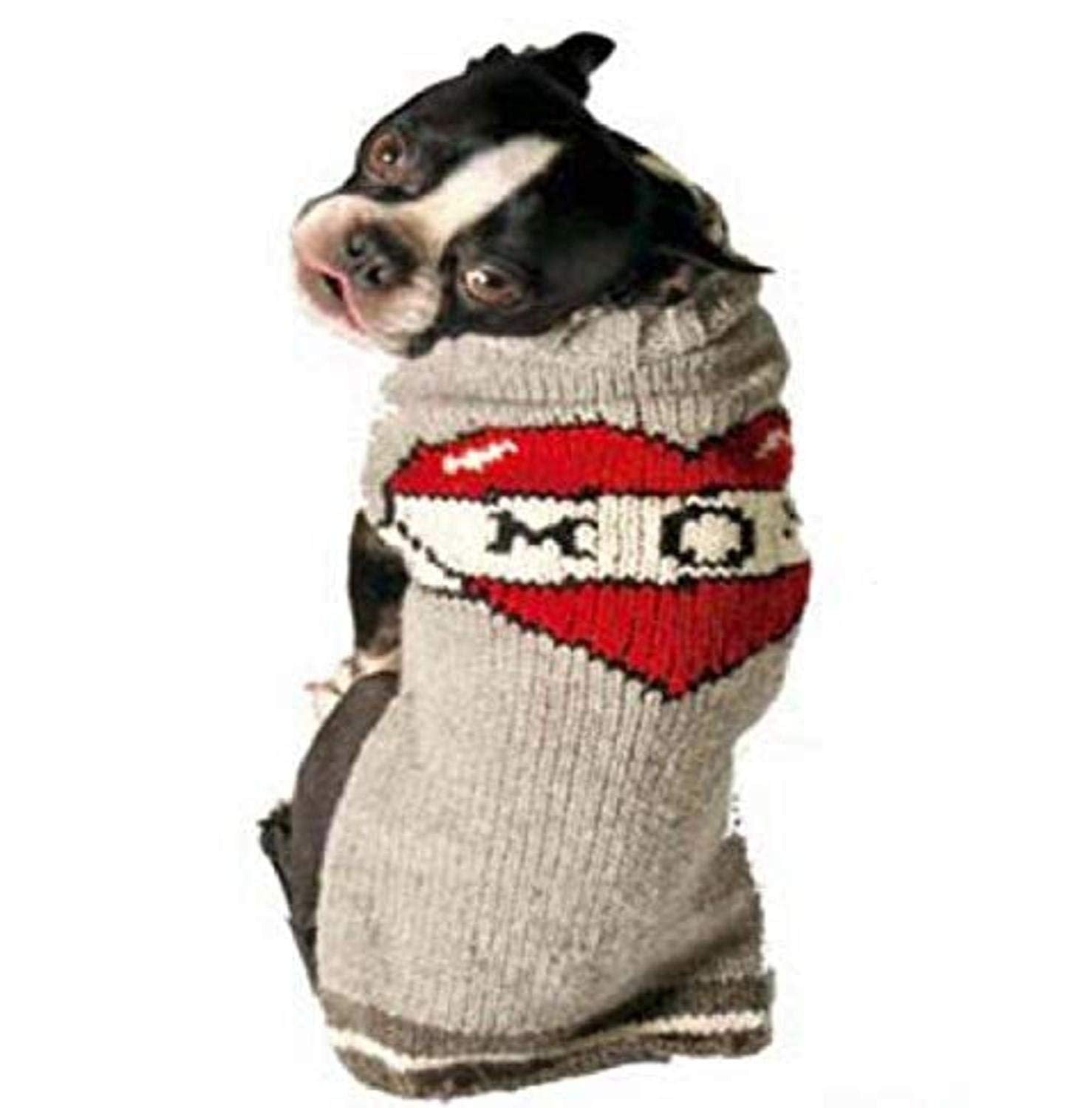 Chilly Dog tattooed mom dog sweater in XX-small size, featuring a colorful tattoo-inspired design on soft knit fabric.
