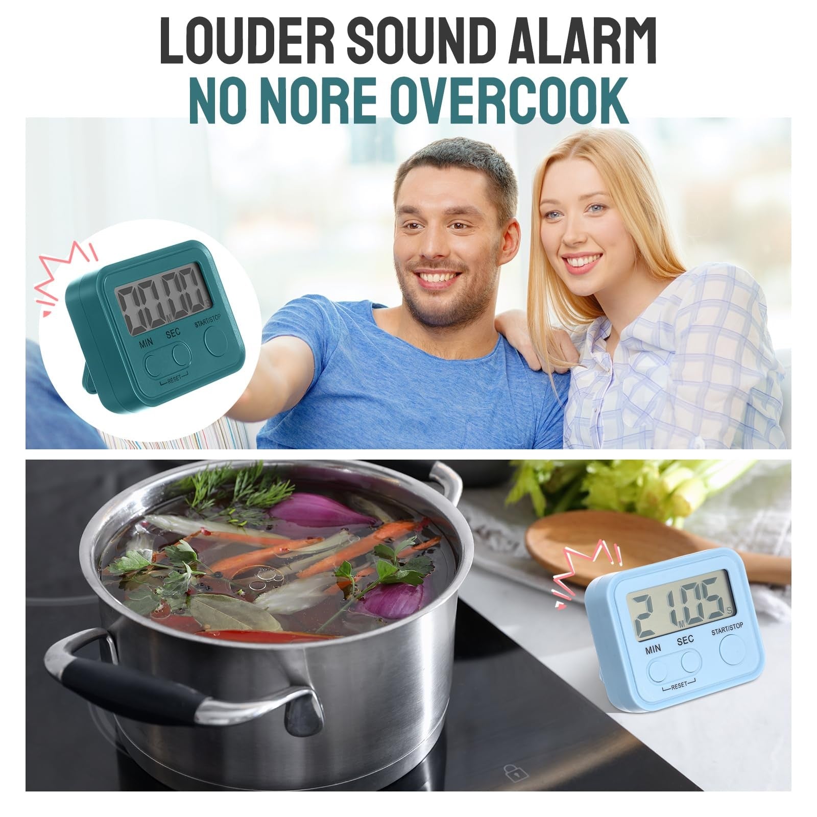 Weewooday digital kitchen magnetic timer with on/off switch, 24x bulk set, for precise minute countdowns in cooking or baking.