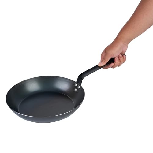 Restaurantware Met Lux 11-inch lightweight fry pan with triple-rive induction-ready surface, shown with a handle and cooking surface.