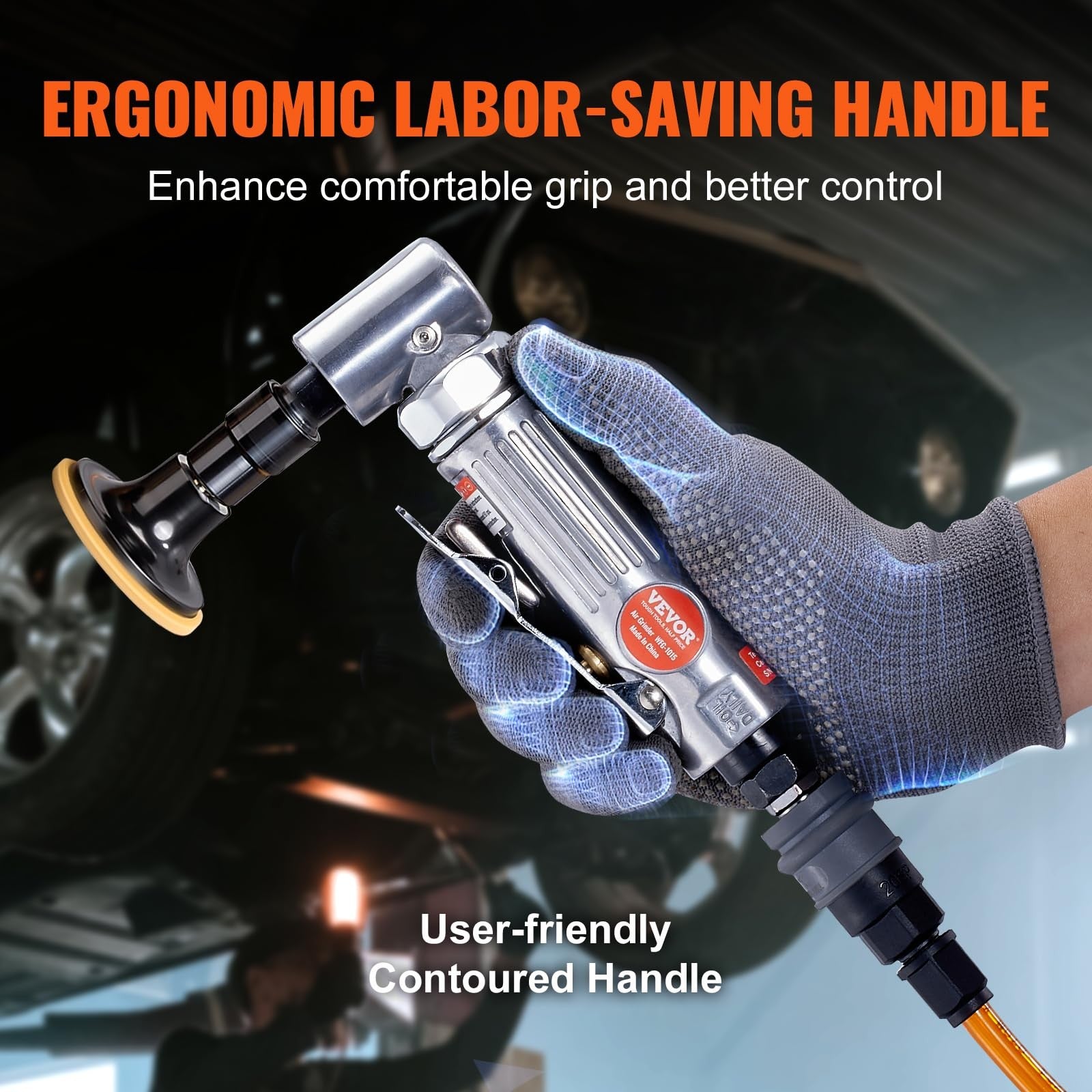 VEVOR 1/4 inch right angle air die grinder with 20000 RPM, lightweight design and ball bearing for precision grinding.