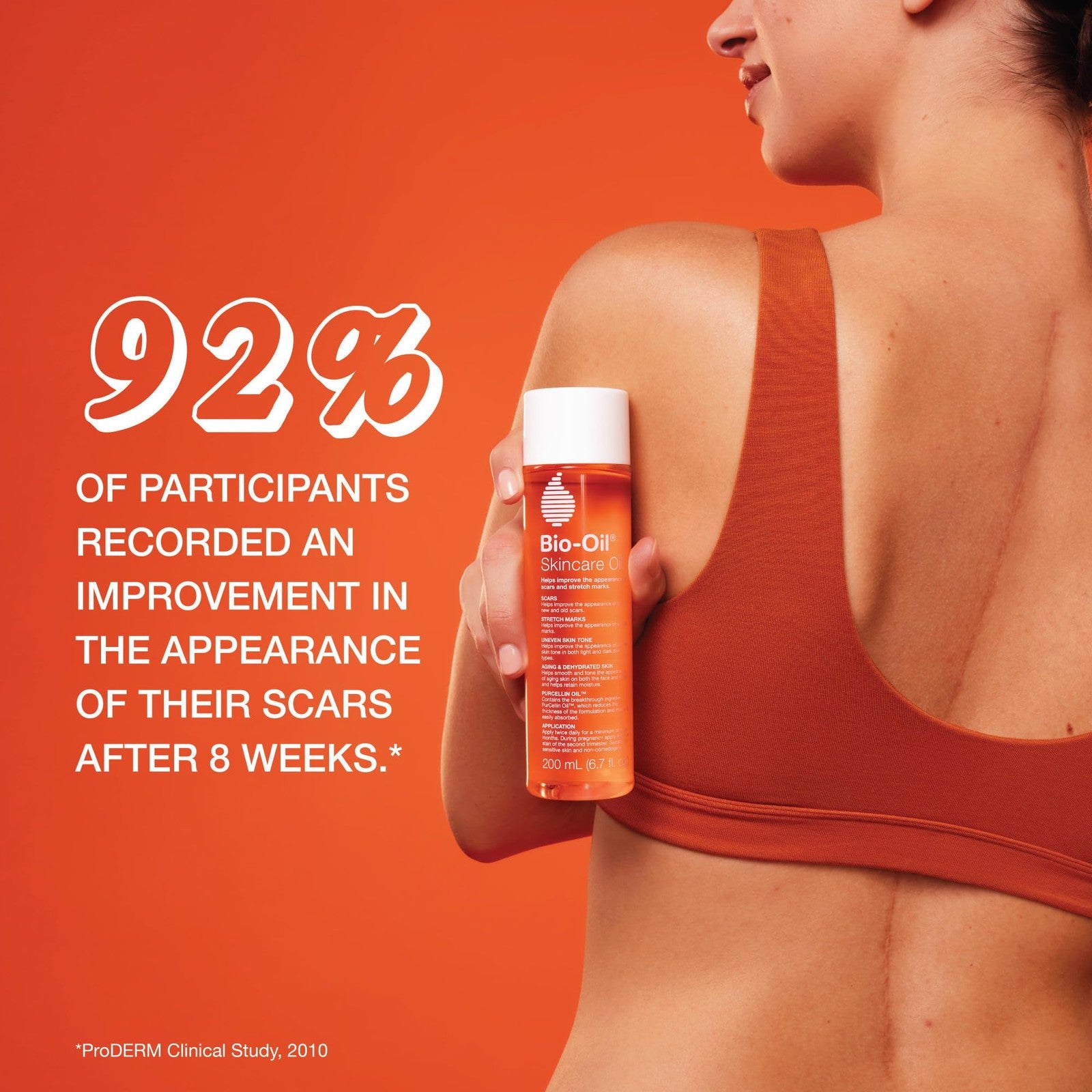 Bio-Oil skincare set with three travel-sized bottles for scars, stretch marks, and dry skin care, featuring the Bio-Oil brand.