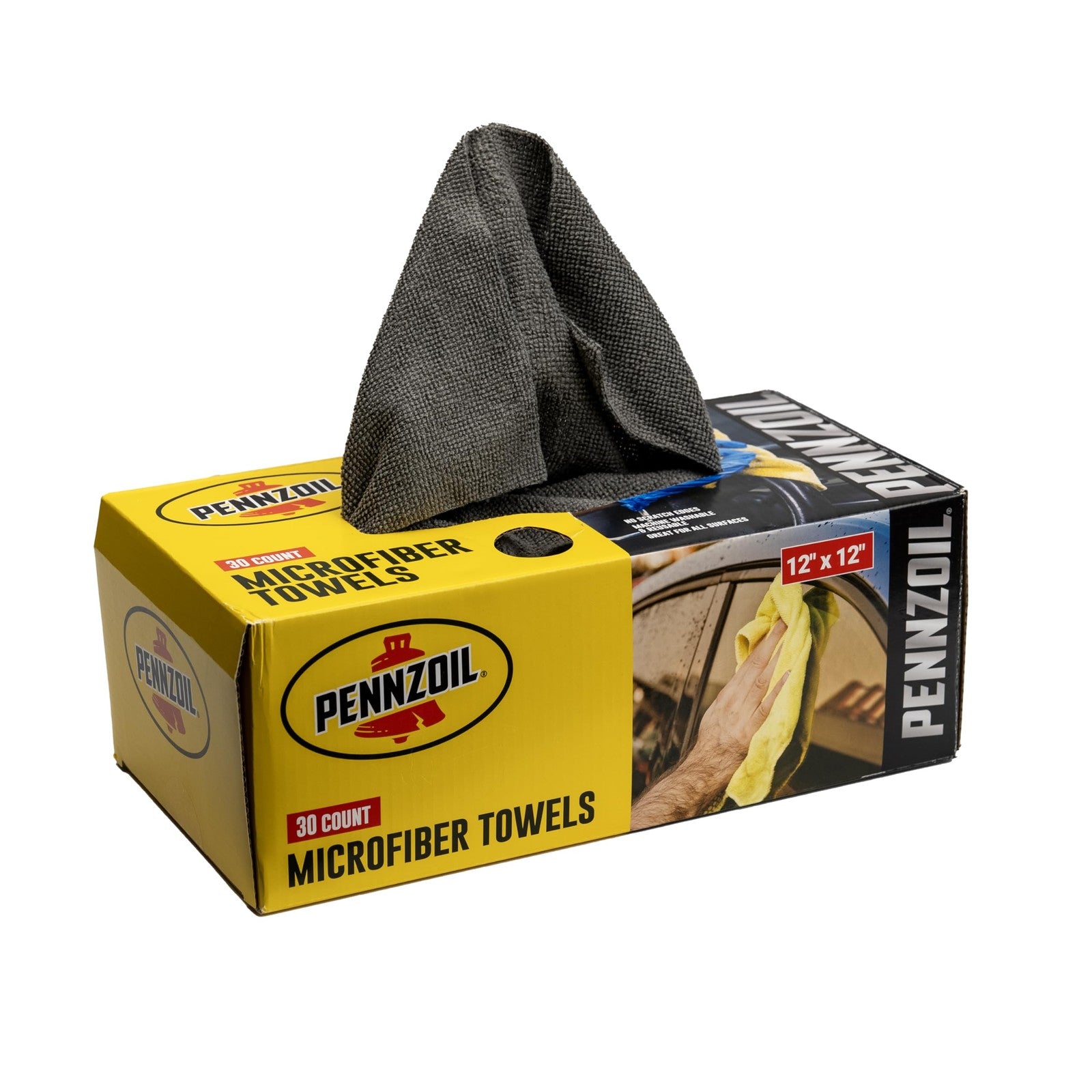 BLACK+DECKER Pennzoil microfiber towels, 30-pack of 12x12 inch cloths, ideal for cleaning and detailing tasks