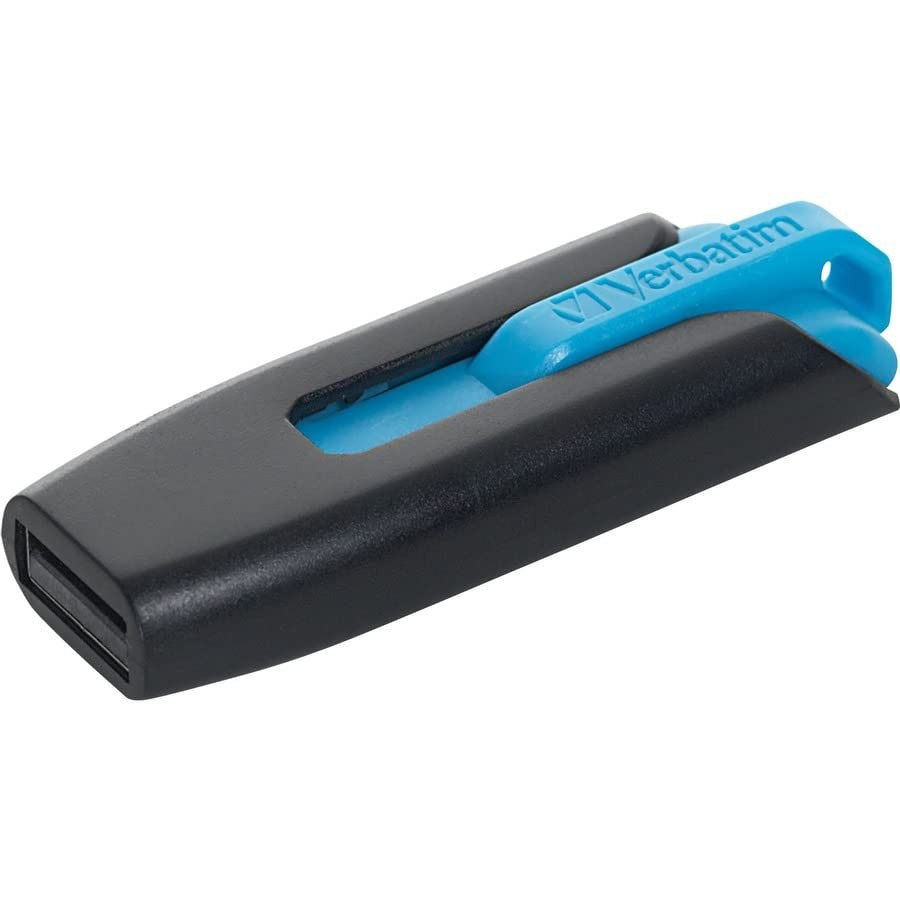 Verbatim Store 'n' Go V3 USB Drive showing a sleek black USB flash drive with a silver cap on a white background.