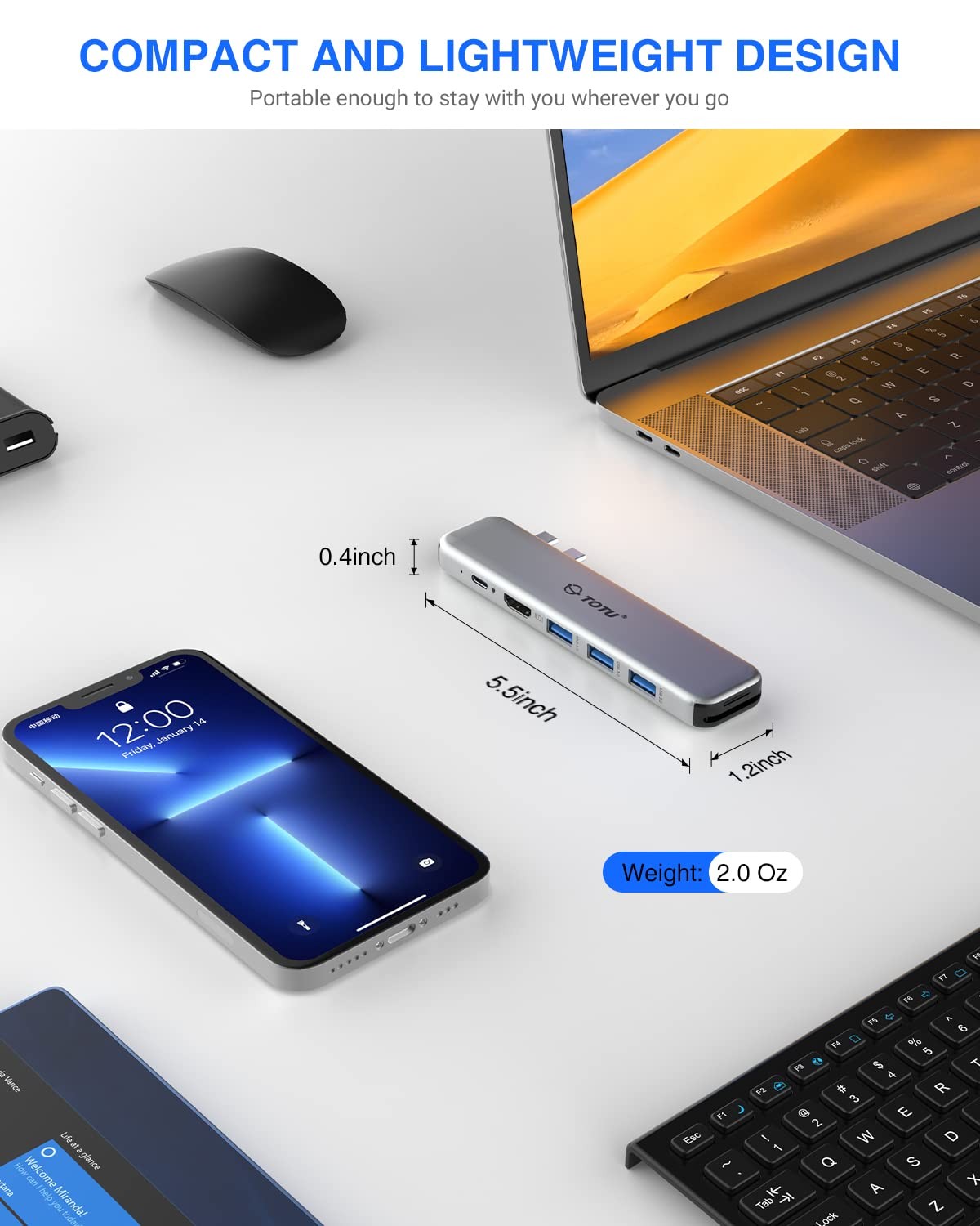TOTU MacBook USB C Hub Multiport Adapter with dual HDMI ports, offering 8-in-1 connectivity for MacBook docking station.