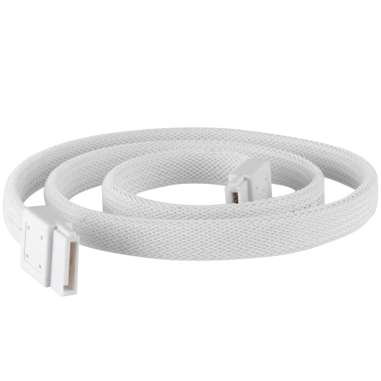 SilverStone SATA 3 CP07W white sleeved cable with EMI guard for 6Gb/s, designed for high-speed data transfer and cable management.
