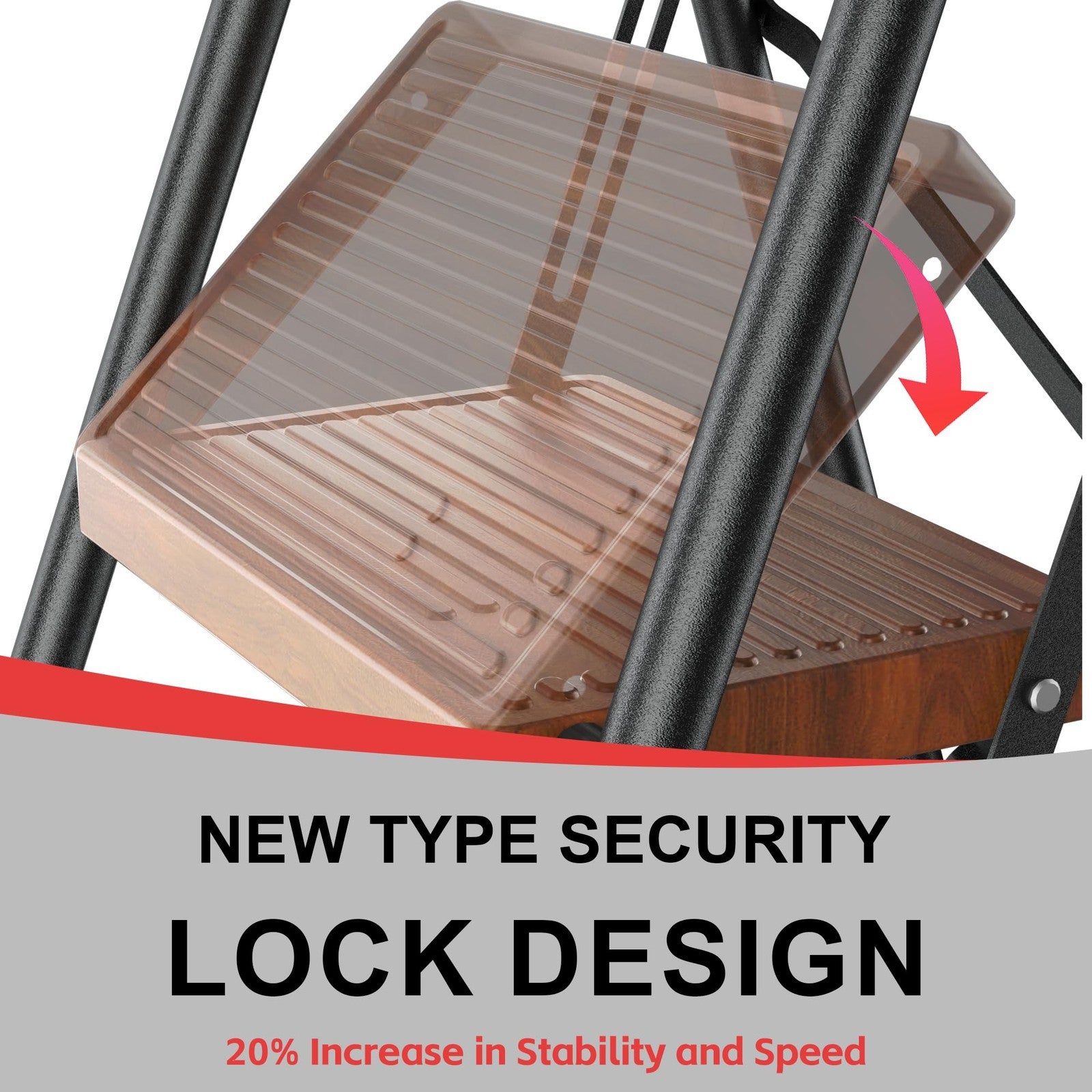 Foldable DIAMONDFORGE step ladder with three steps, suitable for home, kitchen, and adult use, in a compact, foldable design.