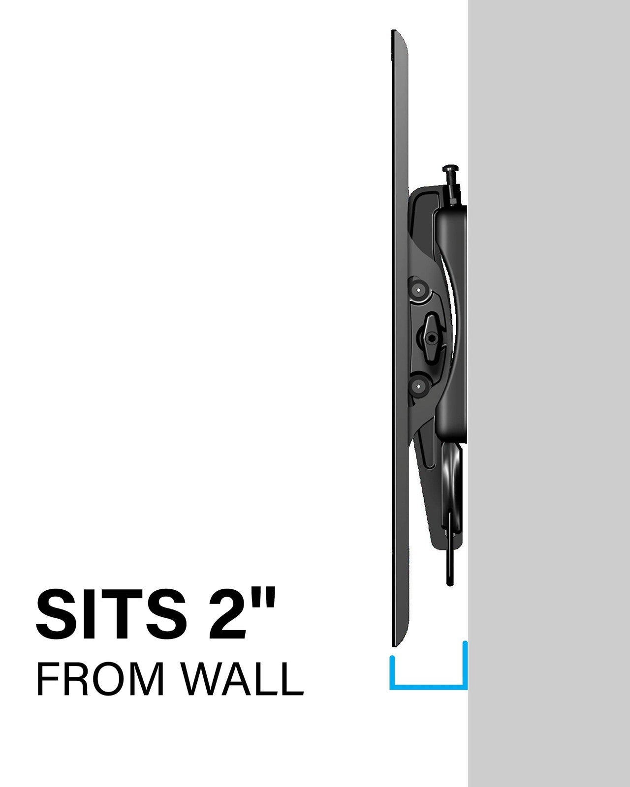 Sanus universal tilting TV wall mount for 32-55 inch TVs, showing the mount installed on a wall with a flat-screen TV attached.