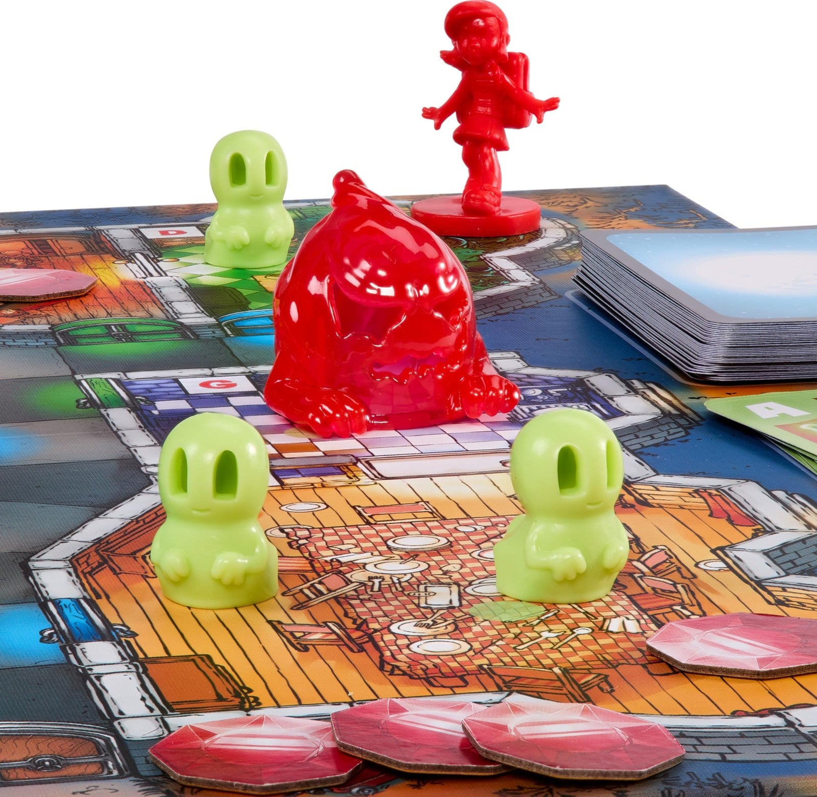 Mattel Games Ghost Fightin’ Treasure Hunters Anniversary Edition board game with colorful ghost and treasure character pieces on a game board