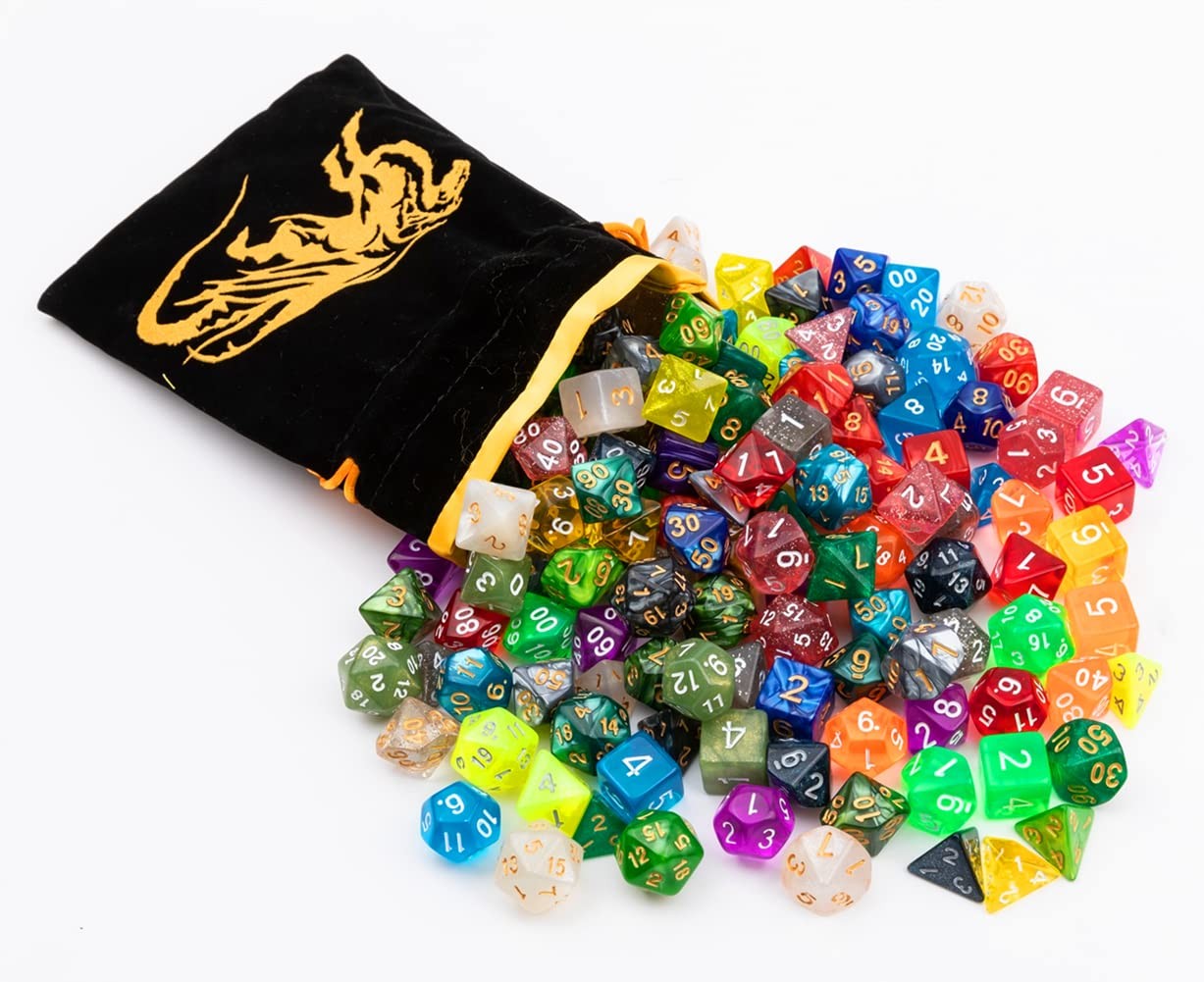 Toyful 25-piece DnD polyhedral dice set with various colorful dice for tabletop role-playing games like Dungeons & Dragons.