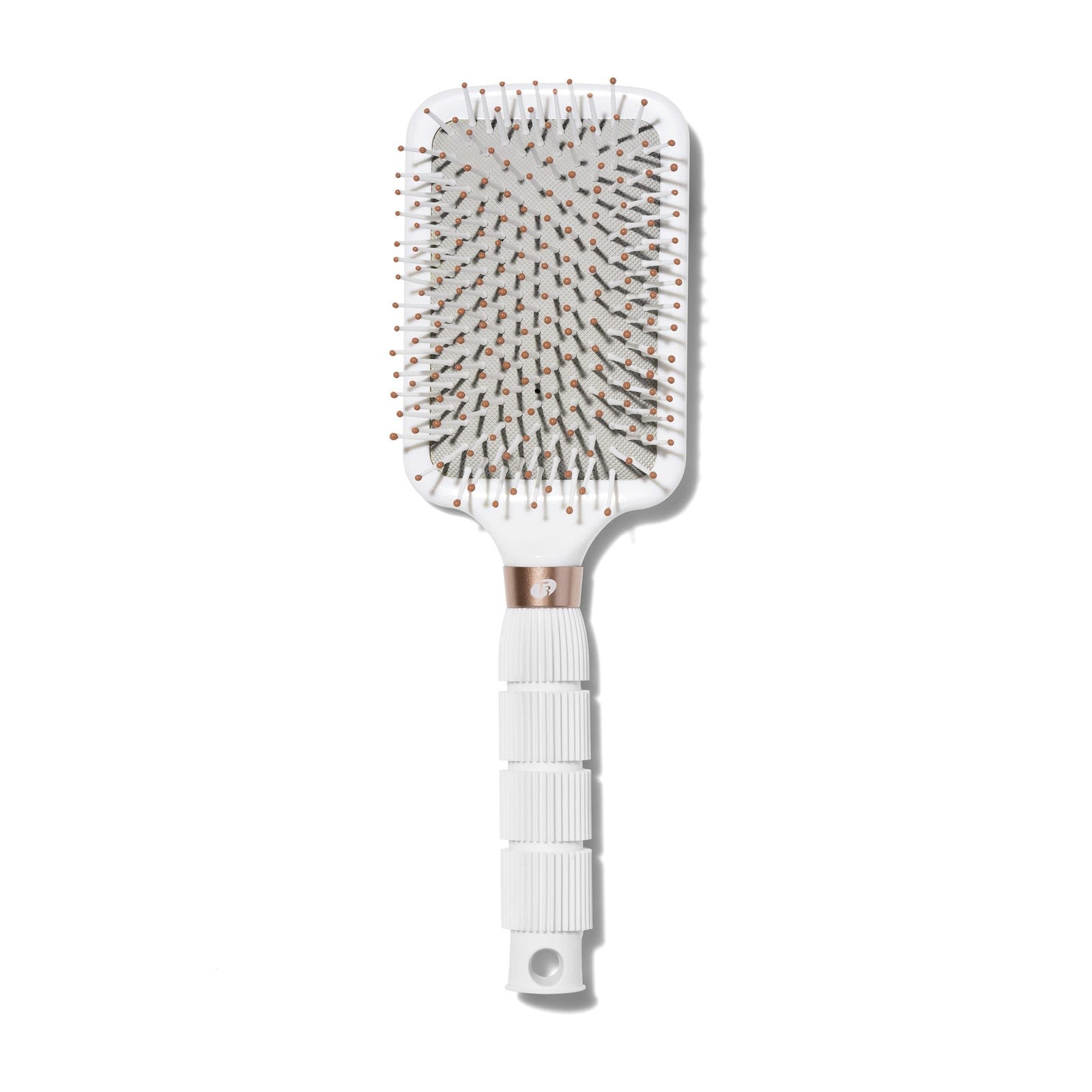 T3 Smooth Paddle Brush with cushioned body and wide flat base for gentle styling, ideal for smooth, polished hair.