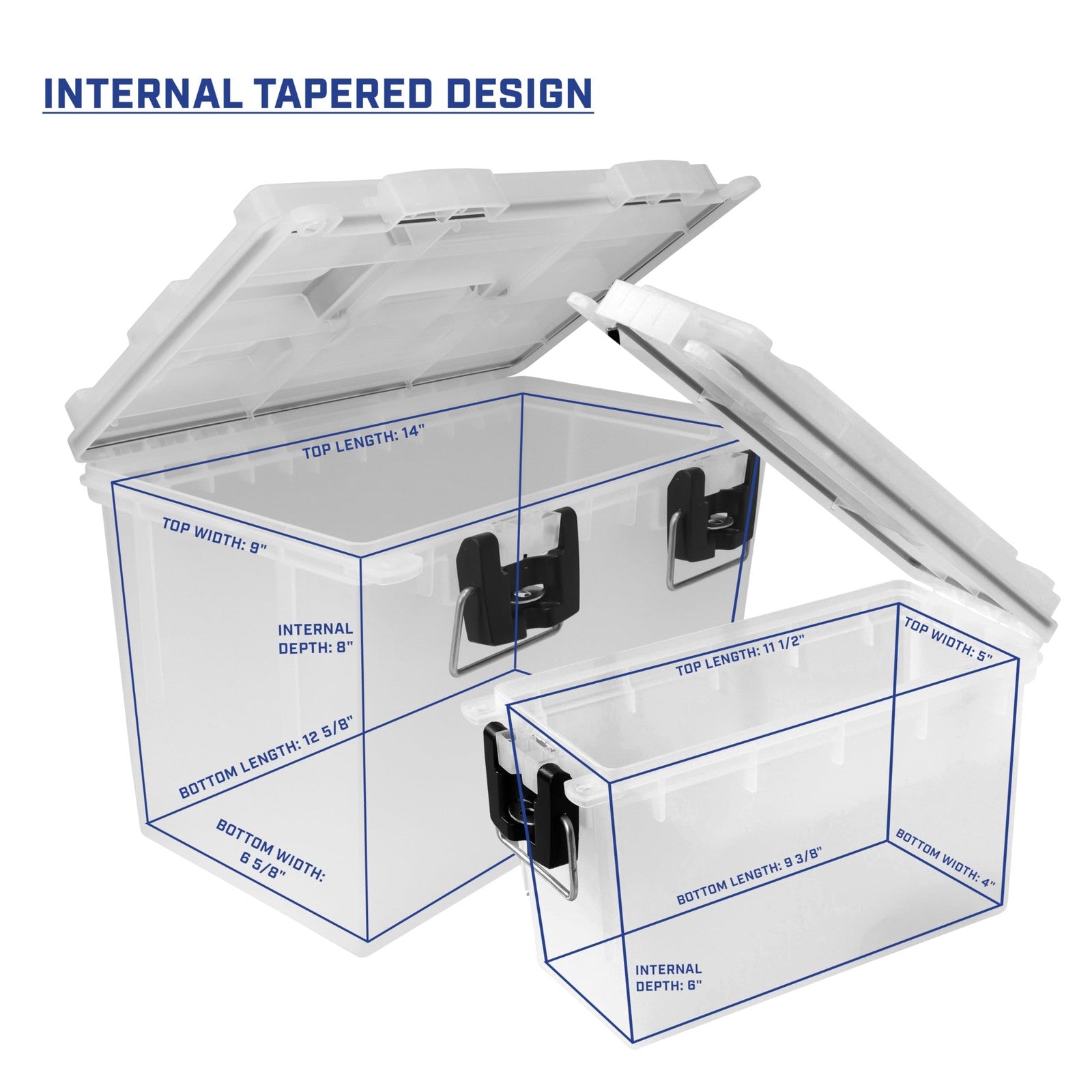 Sheffield 12722 stackable storage bins with lids, 2-pack, made in U, showing clear plastic bins with secure lids and handles.