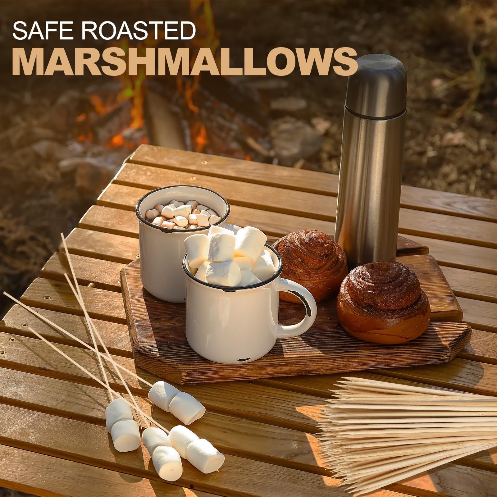 Suclain 500-pack marshmallow roasting sticks, 17.5 inches long with 5mm thickness, ideal for s'mores and outdoor roasting.