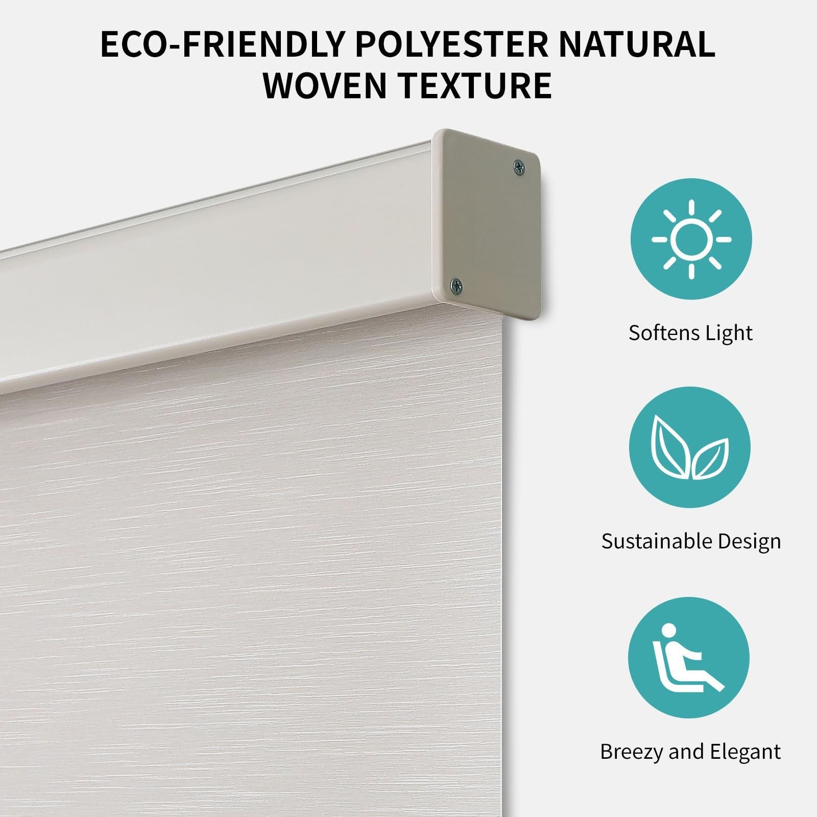 Joydeco blackout roller shades cordless blinds for windows with a sleek black fabric and free-stop mechanism, partially rolled up.
