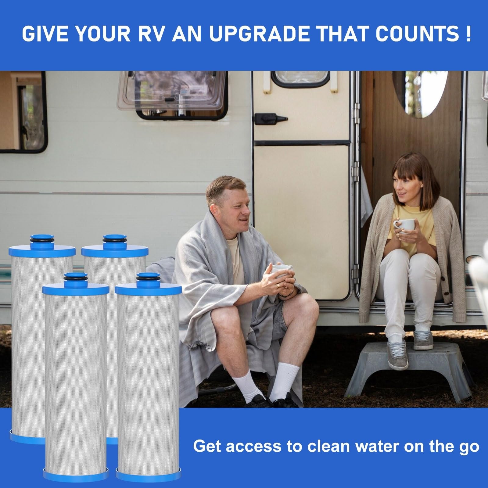 Vickmons KW1 RV water filter, 2.5 x 10 inches, compatible with RCS/FR1 housing, replaceable filter for clean RV water.