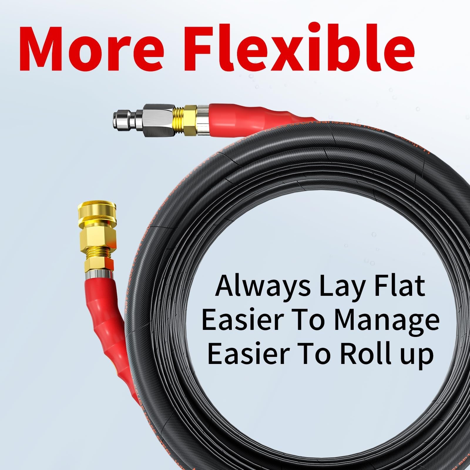 Heliwoo 25ft pressure washer hose with 3/8-inch diameter, kink-free design, suitable for high-pressure cleaning up to 4800 PSI.