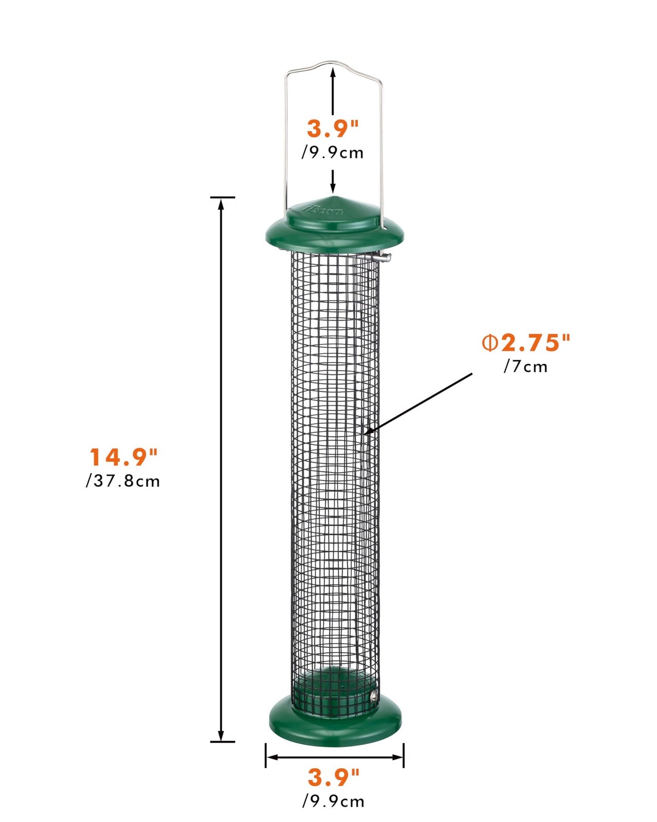 iBorn 14-inch metal mesh bird feeder for outdoors with peanut and sunflower seed compartments, designed for attracting wild birds
