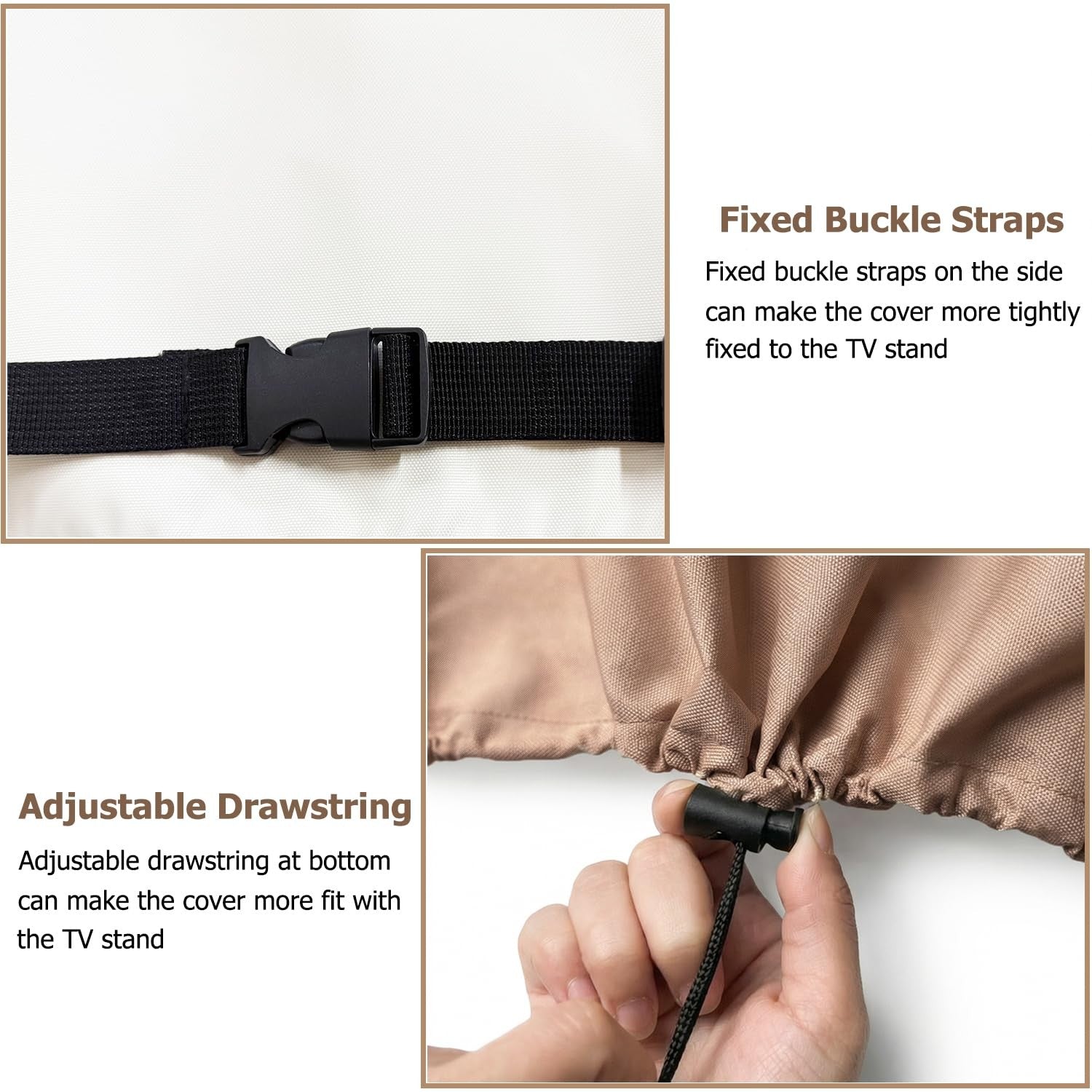 Alickwang 48-inch waterproof outdoor TV trolley cover made of heavy-duty 600D fabric protecting rolling TV stand from weather.