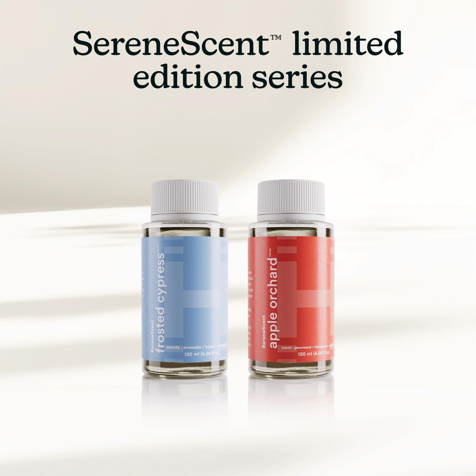 Homedics SereneScent waterless diffuser oil refill in frosted cypress scent, 120ml, for home aromatherapy diffuser.