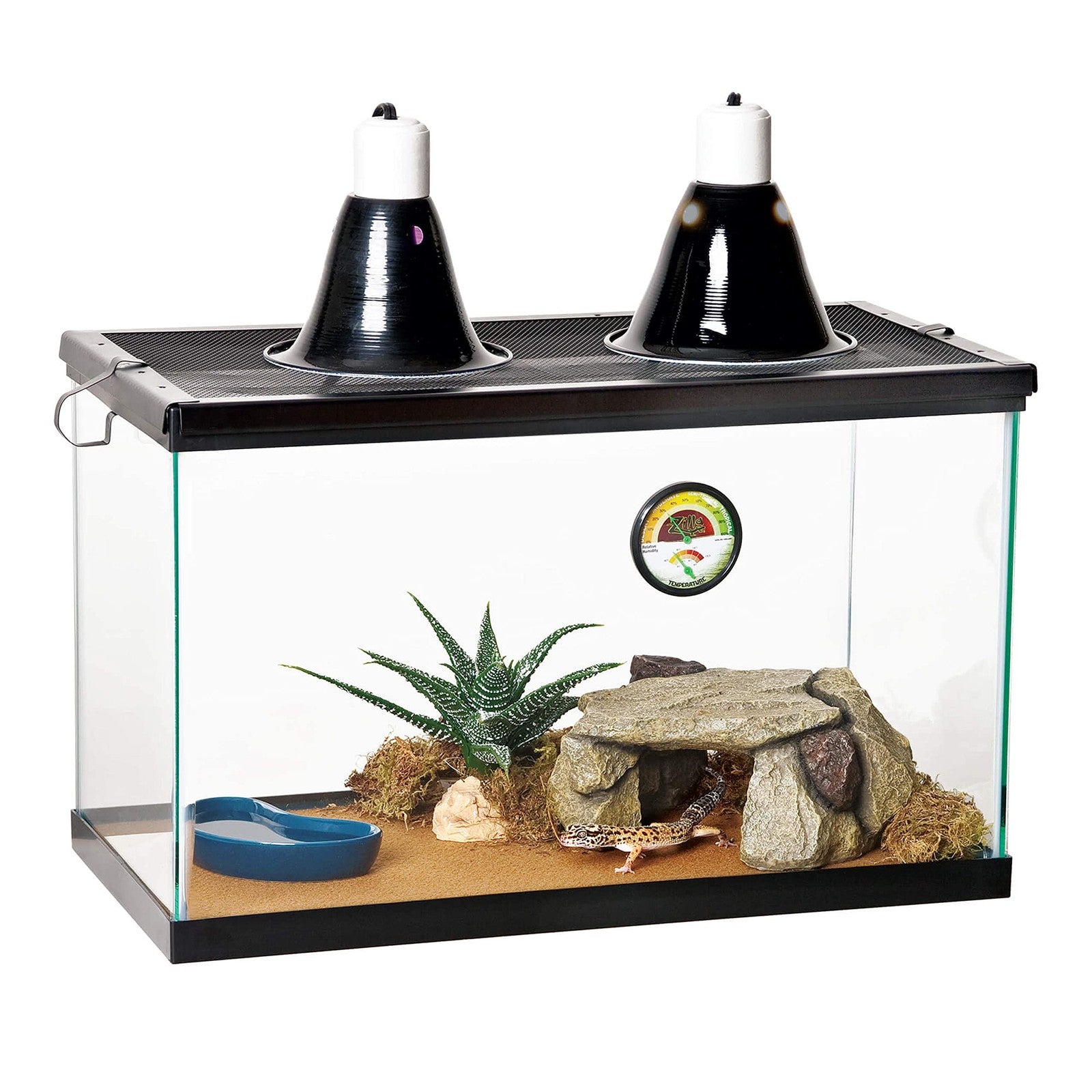 Zilla Pet Reptile Terrarium Shale Rock Den Decor for reptiles, featuring natural-looking shale rock basking hide in a terrarium setting