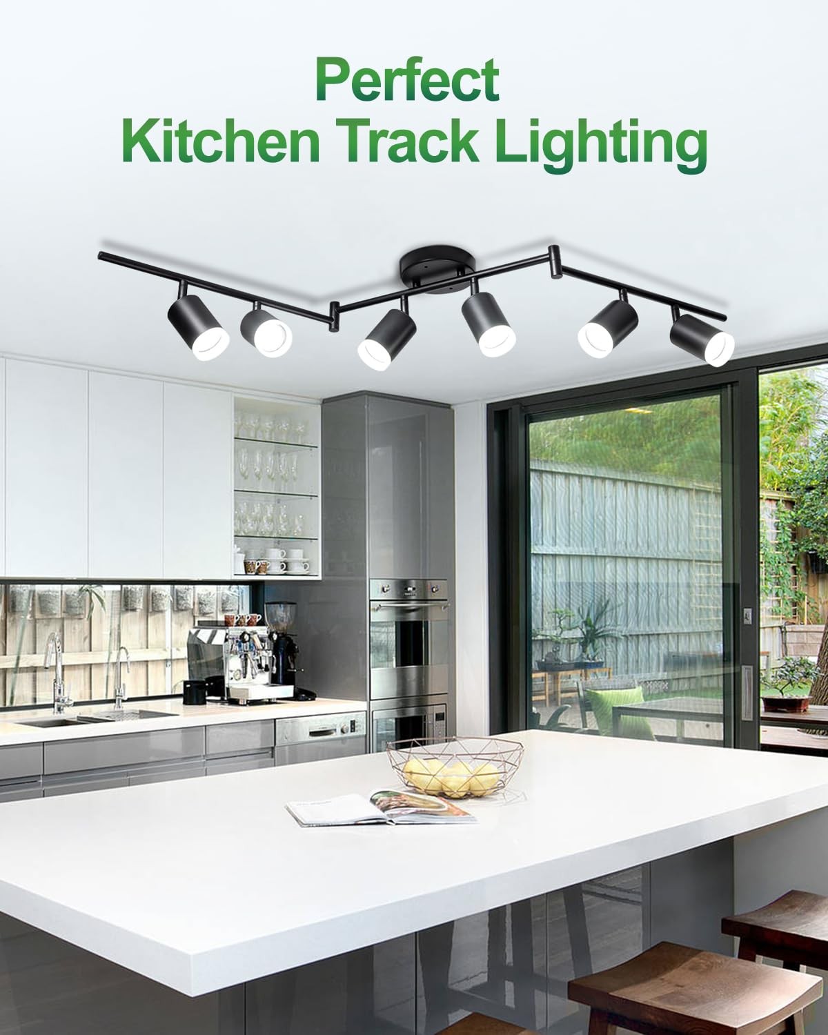 Fondiiz 6-way track lighting kit with rotatable heads, modern track lighting fixtures for adjustable illumination.