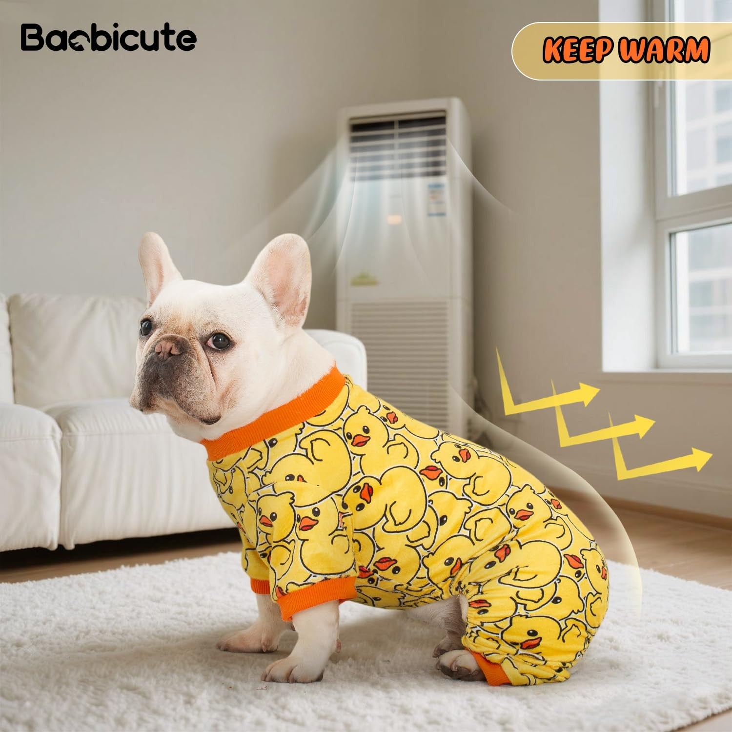 Soft lightweight BAOBICUTE dog pajamas in a 4-pack, designed as recovery suits for small dogs, featuring cozy bodysuit clothing.