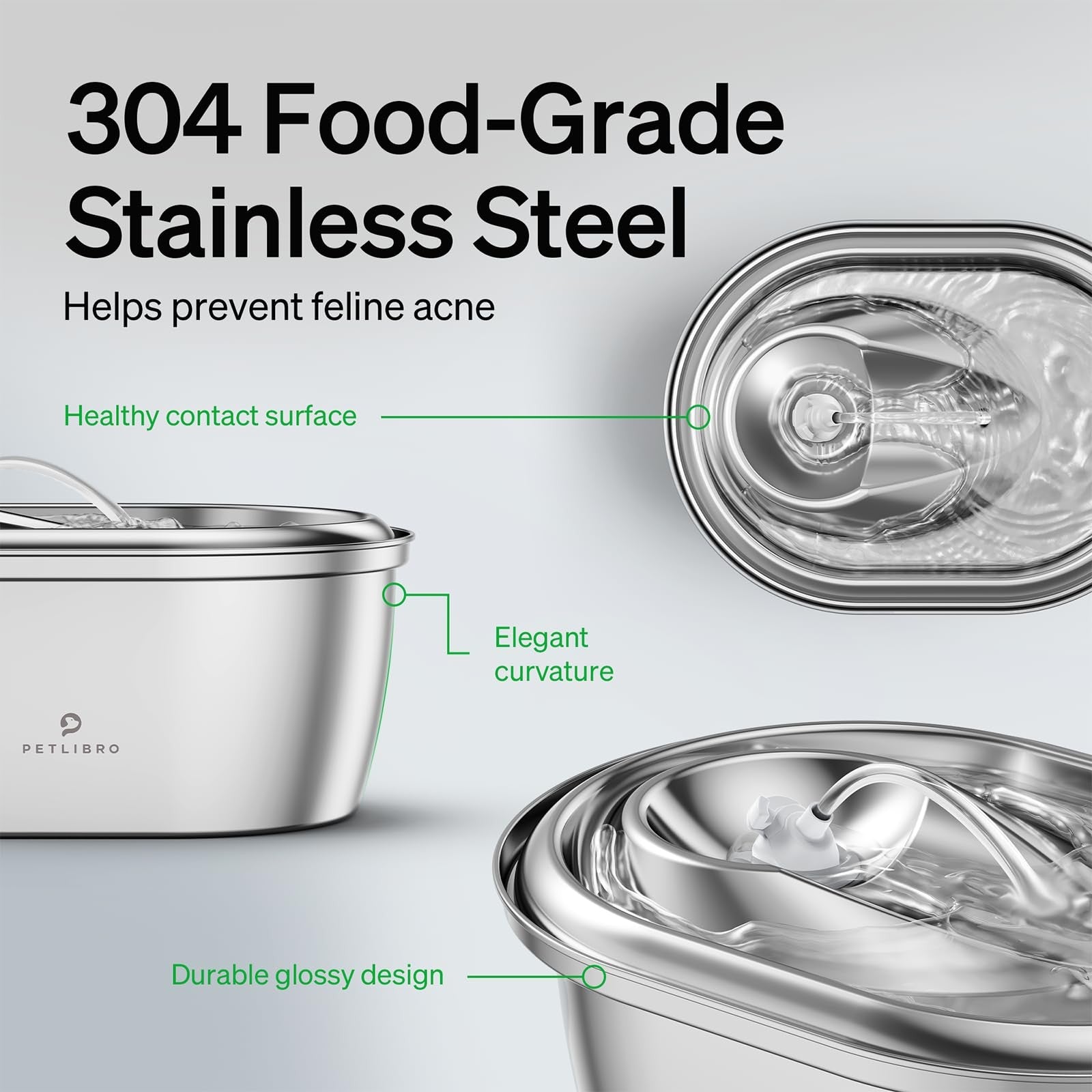 Petlibro stainless steel cat water fountain with 101oz capacity, 4 filters, sponges, and a sleek design for fresh hydration.