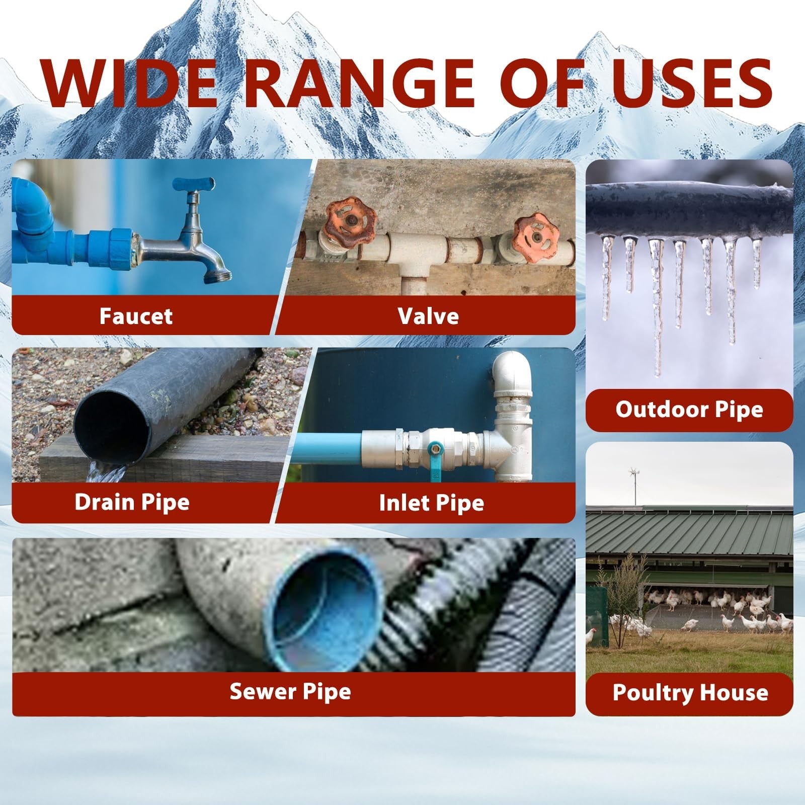 TOPDURE Pipe Heat Cable for water pipe freeze protection, energy-efficient heating cable with ETL certification, coiled on a spool