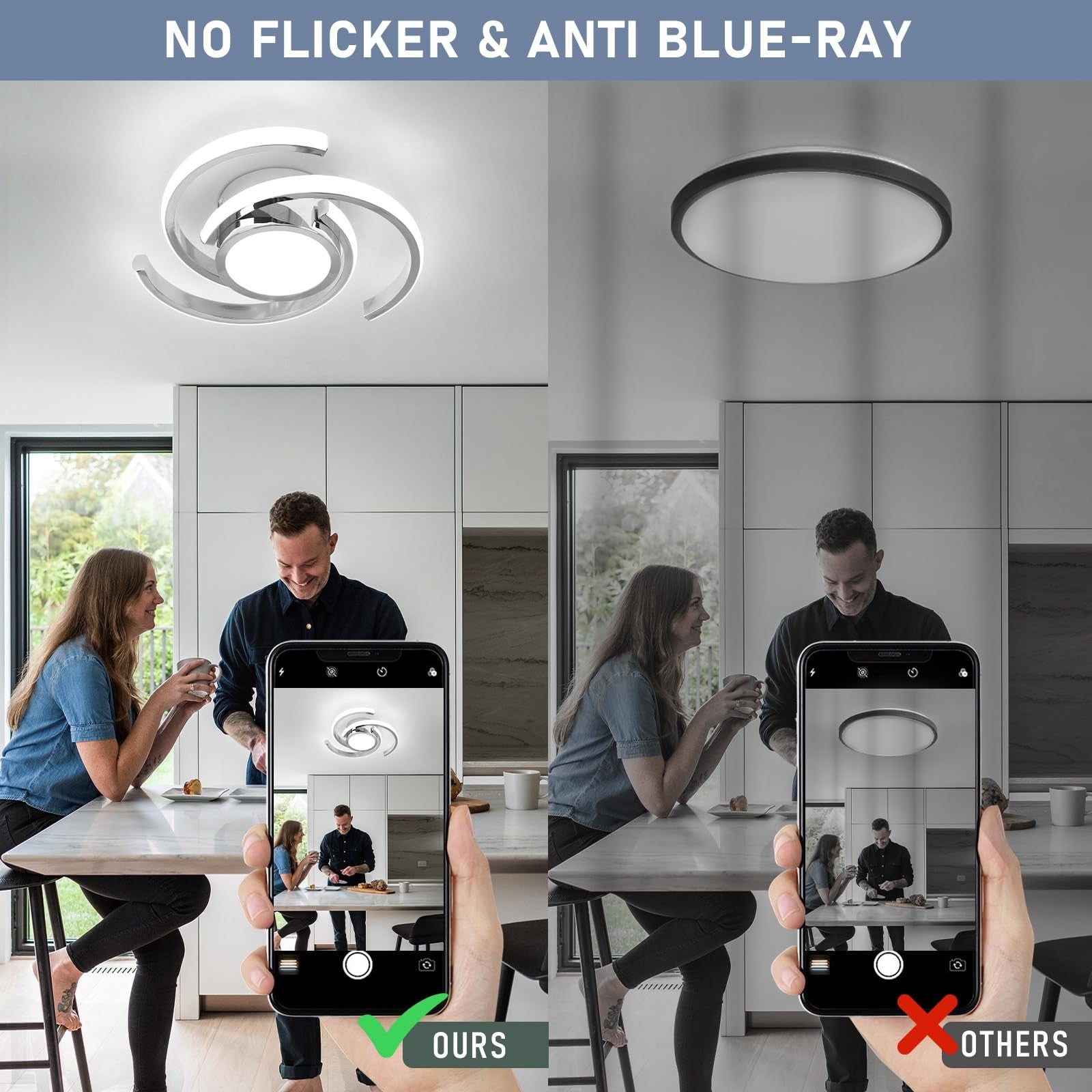 ADISUN LED modern ceiling light fixture with semi-flush mount design and 6000K bright white illumination.