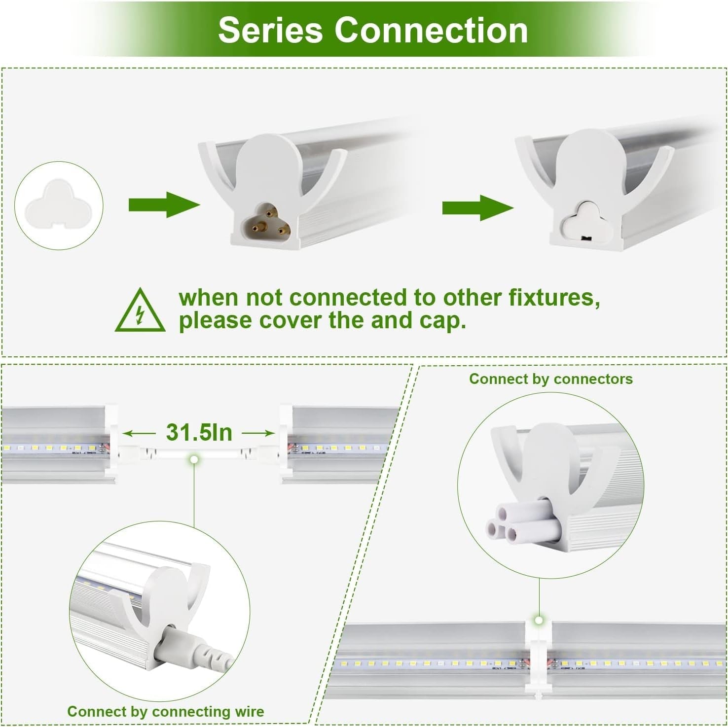 TVTUTPWY Grow Light T5 1.4Ft LED strip with 8 bulbs, 5000K full spectrum white light for plant growth.