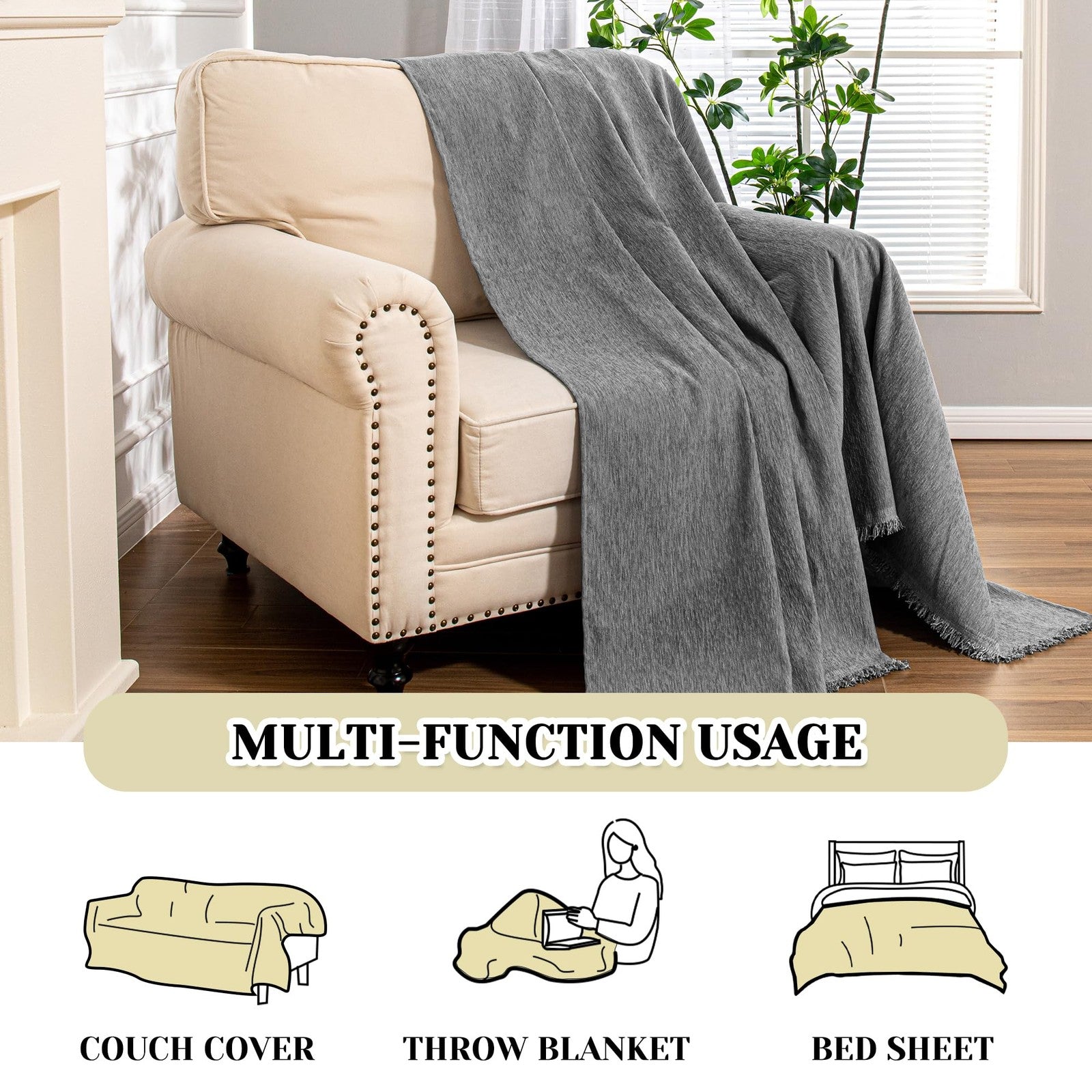 MEETSKY washable oversized recliner chair cover draped over armchair, protecting and decorating the recliner and couch.