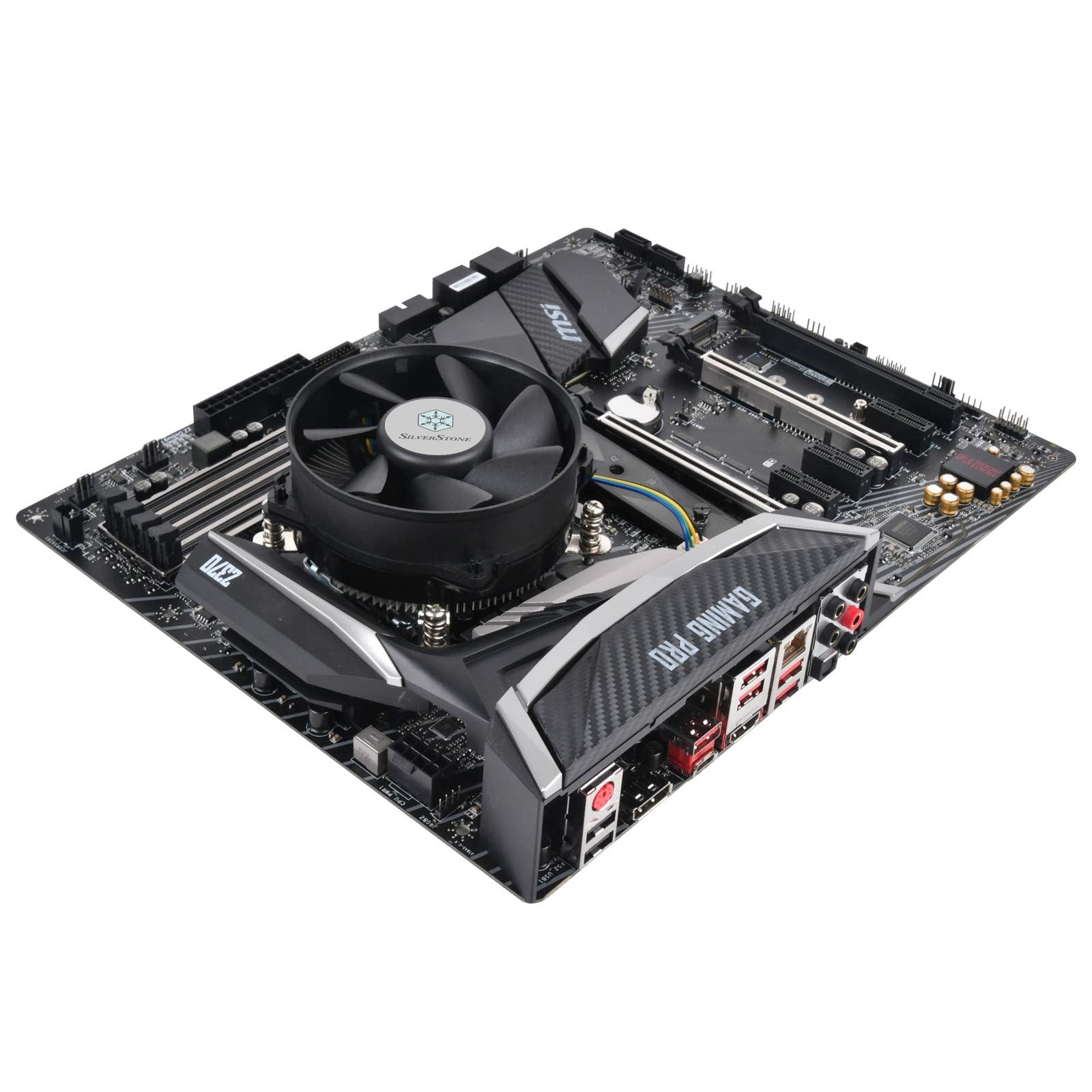 SilverStone SST-NT08-115X-V2 low profile CPU cooler with silver heatsink for LGA 115X sockets, designed for 95W TDP CPUs.