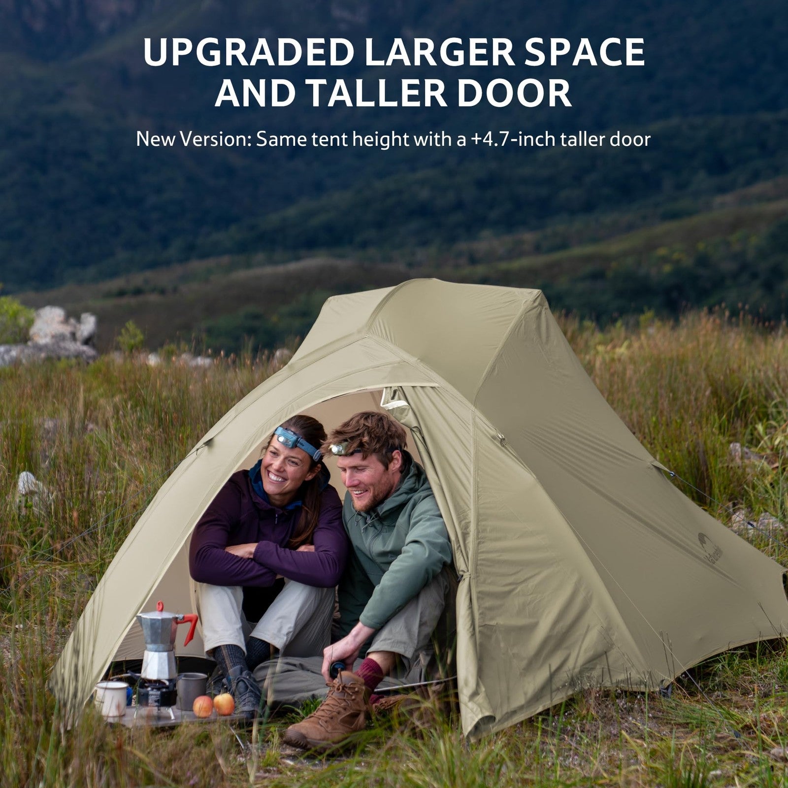 Naturehike Cloud Up 3-person backpacking tent footprint for 3-season camping, shown laid flat on the ground.