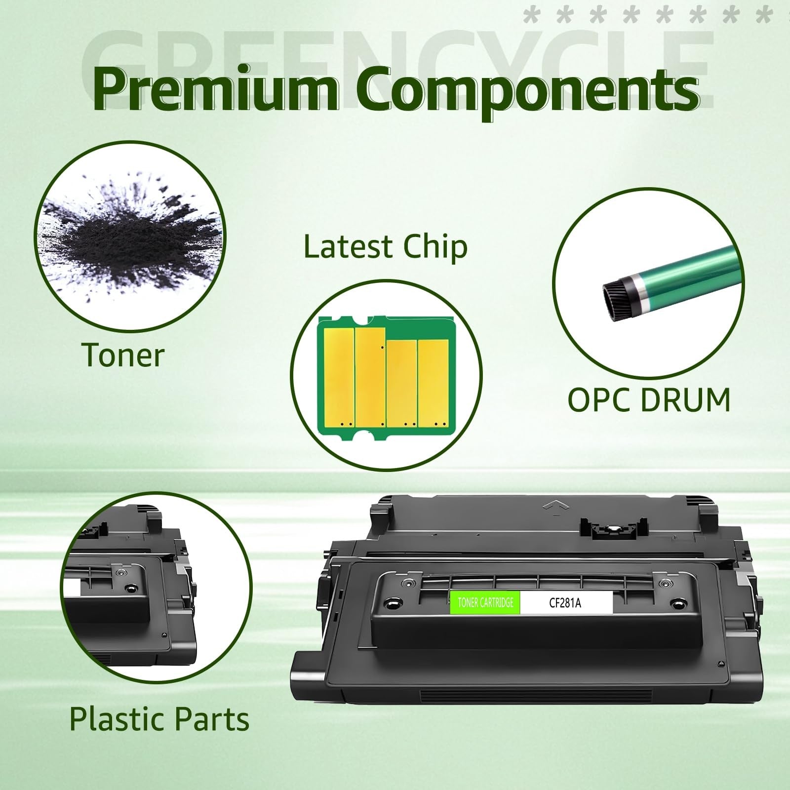 Greencycle compatible toner cartridge for HP 81A CF281A, black laser toner cartridge, original replacement for HP printers