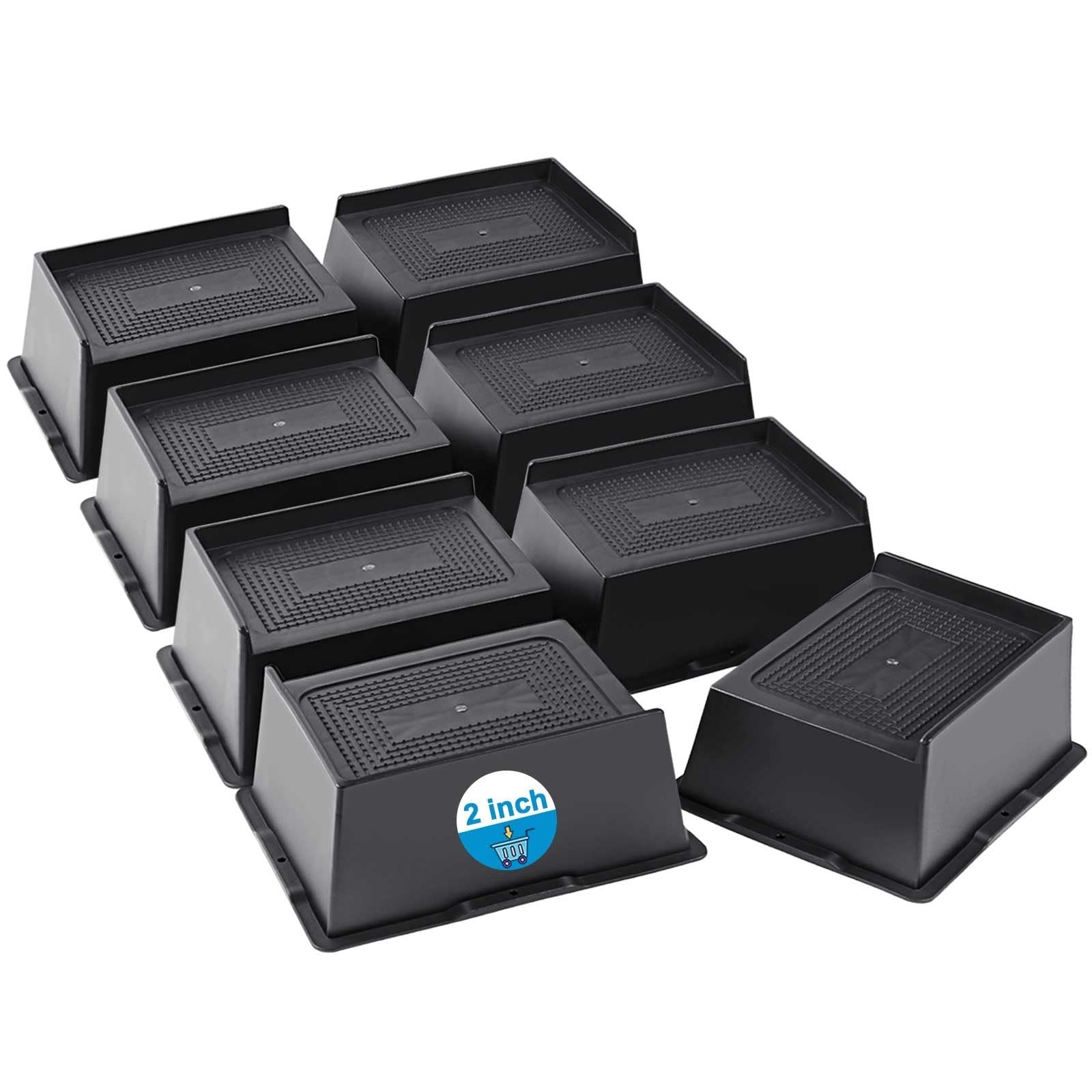Heavy duty EGTTGIN bed risers, 2-6 inch height, oversized furniture lifts, supports up to 6000lbs, in a home setting.