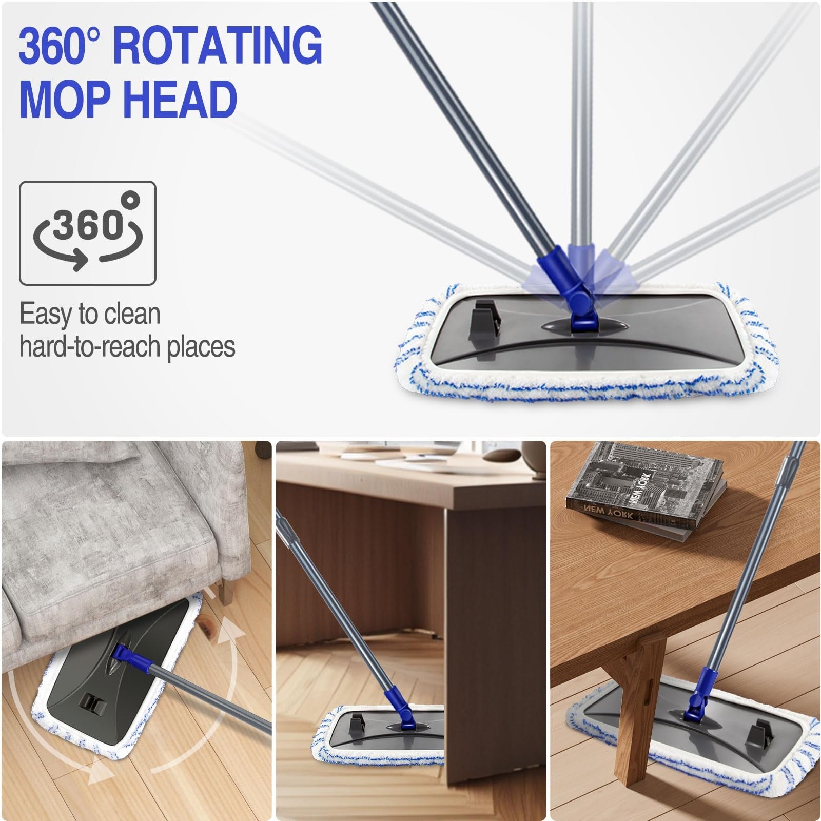 MASTERTOP microfiber industrial mop for floor cleaning, large size with a sturdy handle and absorbent microfiber mop head.