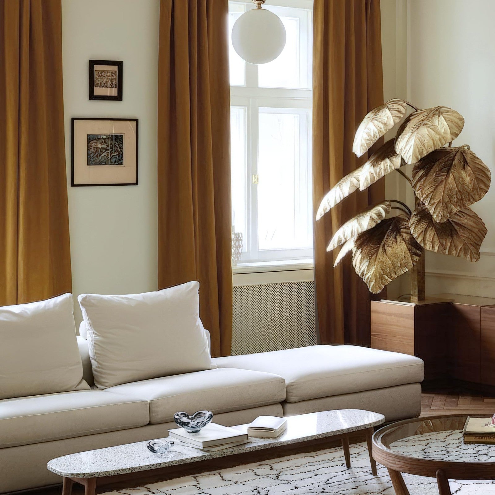 FMFUNCTEX velvet blackout curtains in gold brown with thermal insulation, ideal for bedrooms and blocking light.