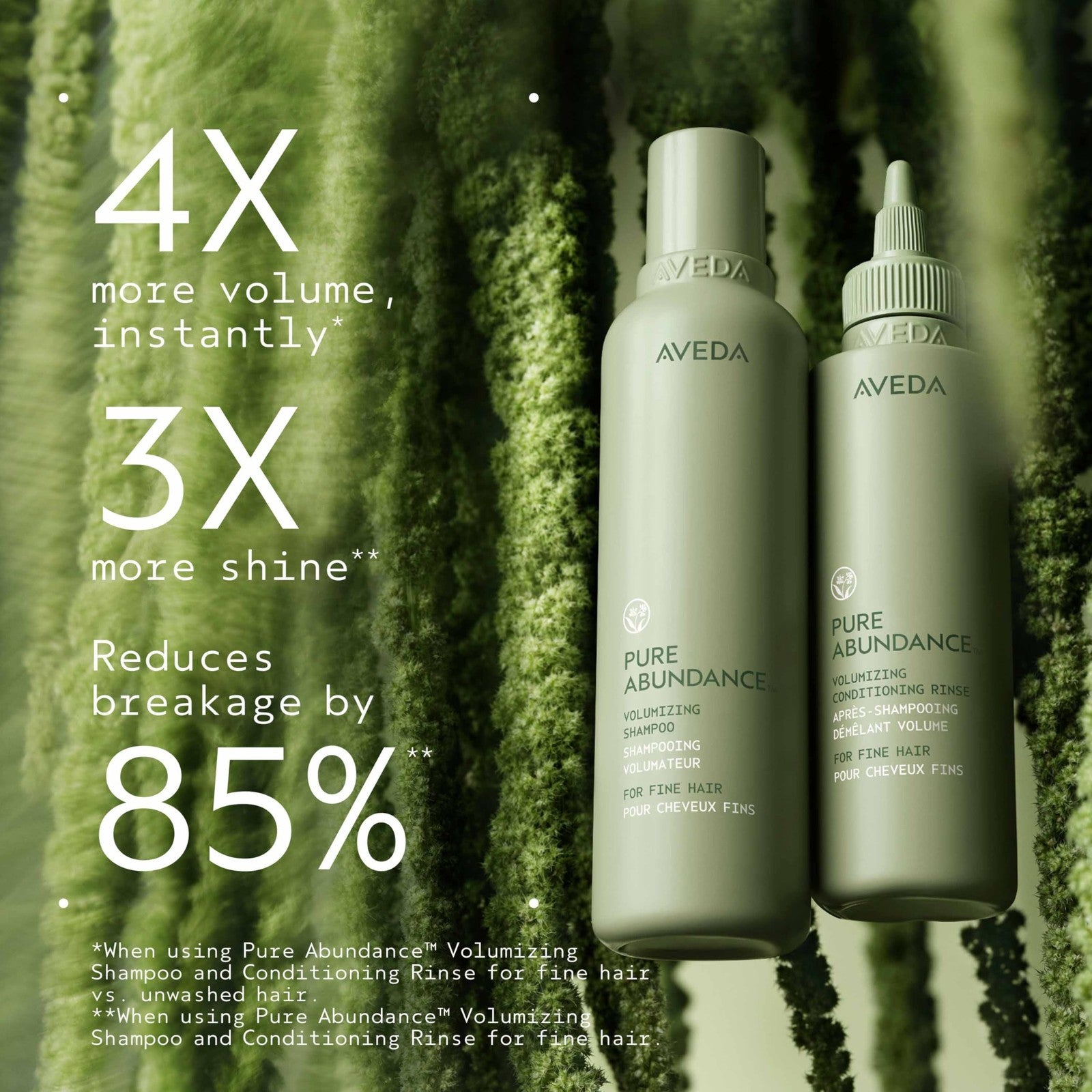 Aveda Pure Abundance Volumizing Conditioning Rinse bottle, lightweight volumizing conditioner for hair, with natural botanical ingredients.