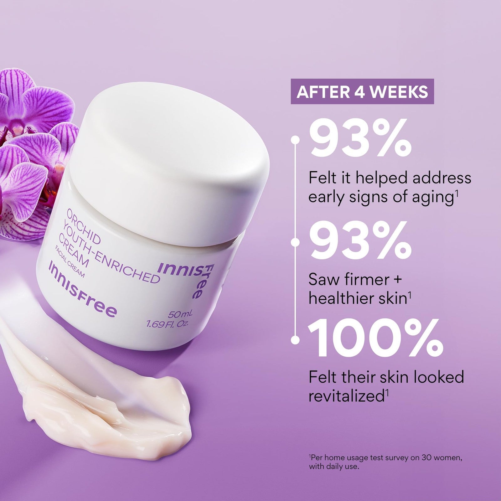 innisfree Orchid Youth-Enriched Cream jar with label, Korean face moisturizer for firming and hydrating skin.