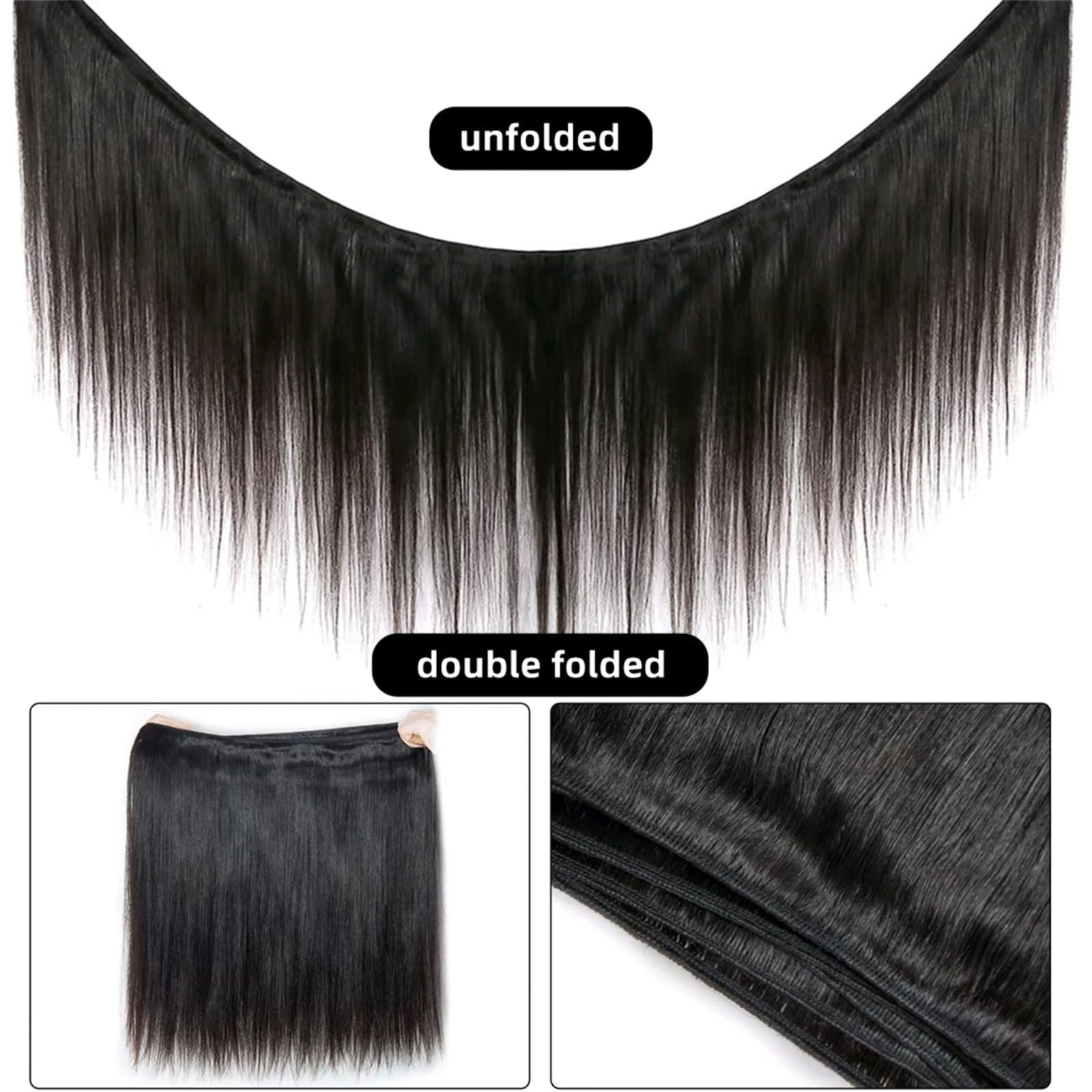 Yuccy 100g bundle of straight virgin Indian human hair, 20-inch length, natural color, showing smooth, straight hair bundles.