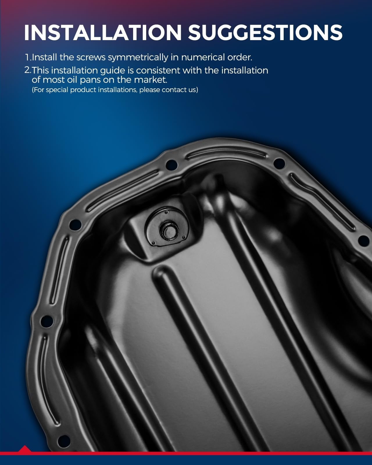 KAX 265-813 transmission oil pan for Ford F-150 and Crown Victoria 4R70W 4R75W models, showing the metal pan with mounting holes.