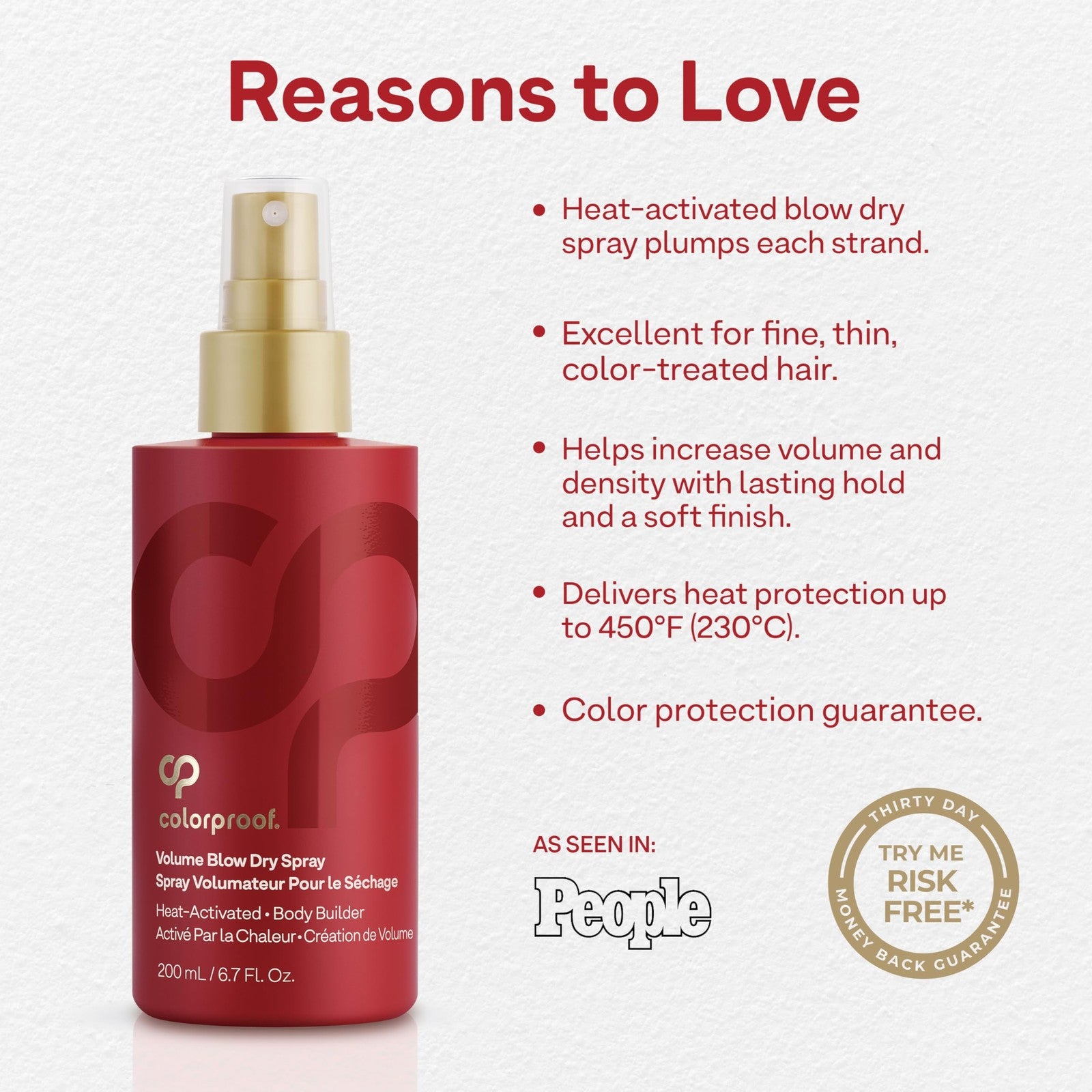 ColorProof Volume Blow Dry Spray primer in 6.7oz bottle, volumizing heat protection spray for styled hair.