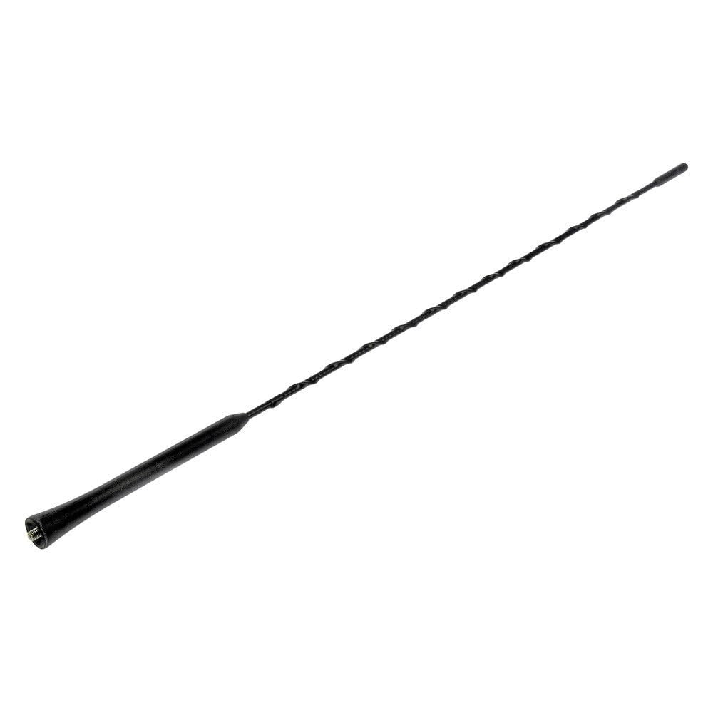 Dorman 76865 car antenna, 18-1/5 inch, compatible with BMW, Mini, and Volkswagen vehicles, shown mounted on a vehicle.