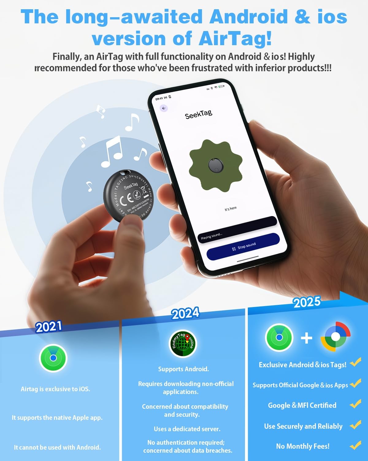 KIUP Air Tags for Android, 4-pack with cases, Bluetooth trackers for Android devices, compact and lightweight for item tracking