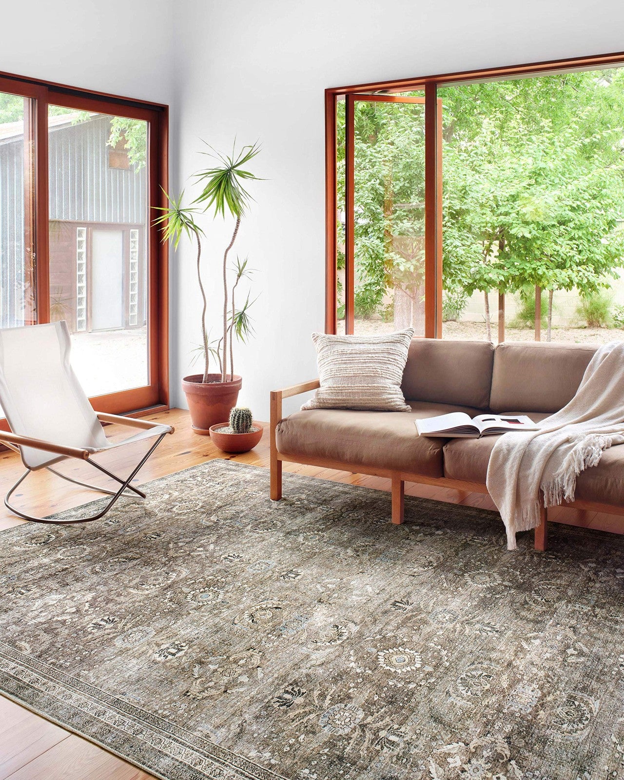 Loloi Layla Collection antique moss runner rug, 2-6 x 7-6, featuring a soft, textured design with a .13 inch thickness.