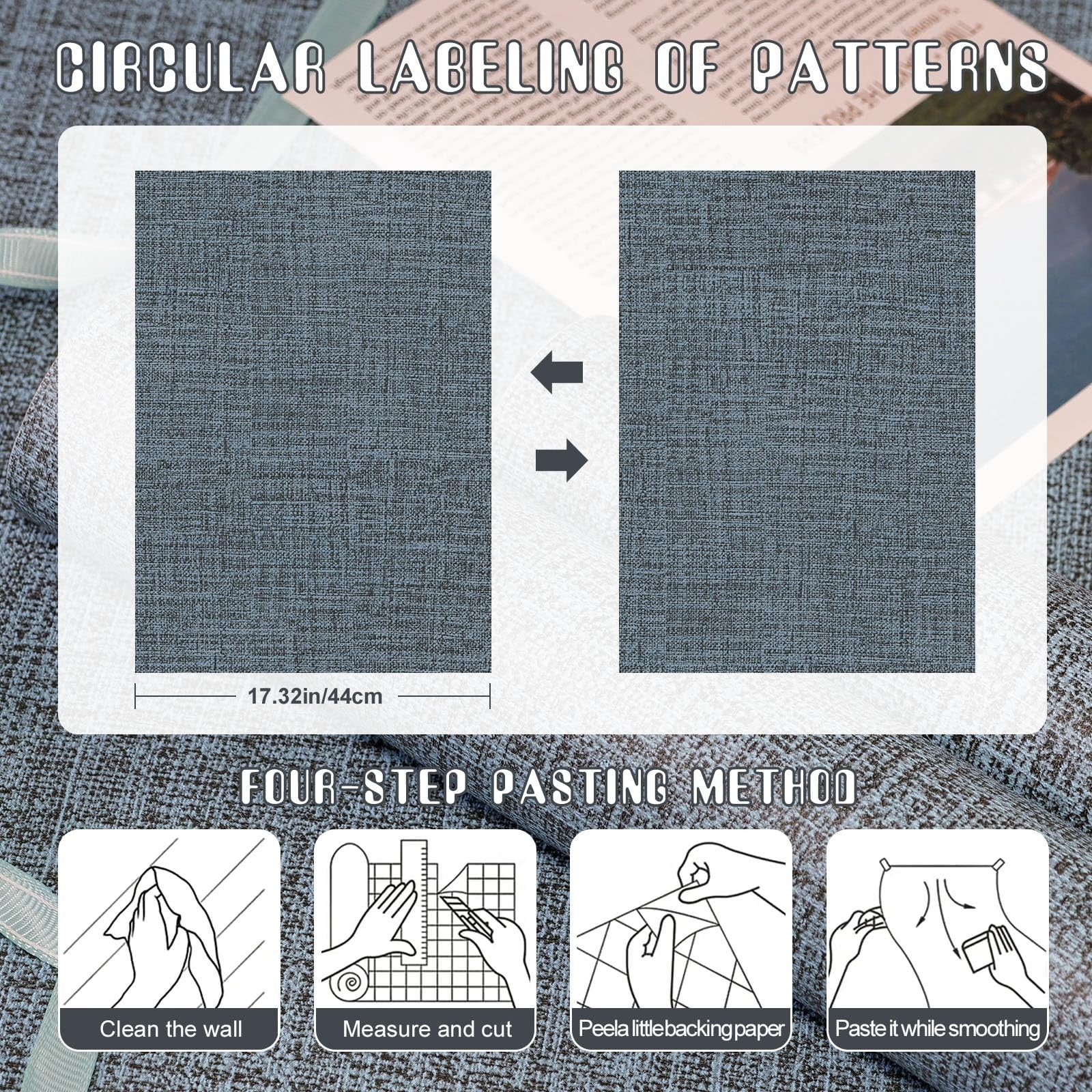 Blue Amiya grasscloth wallpaper peel and stick faux linen contact paper with textured fabric appearance for wall decor.